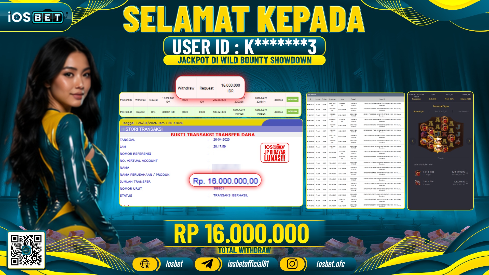Bukti Pembayaran LUNAS SLOT GAME GACOR  Rp.16.000.000