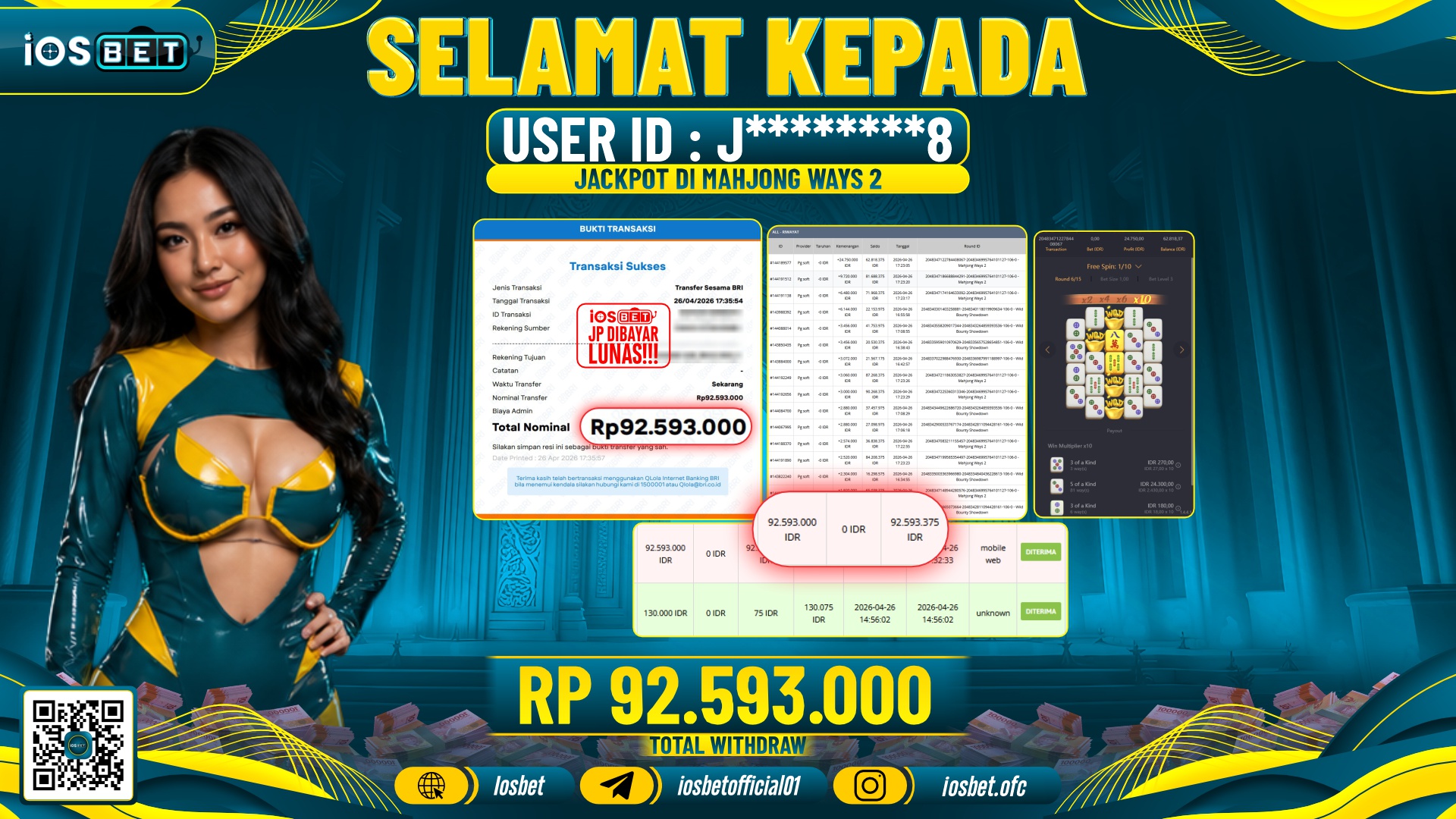 Bukti Pembayaran LUNAS SLOT GAME GACOR  Rp.92.593.000