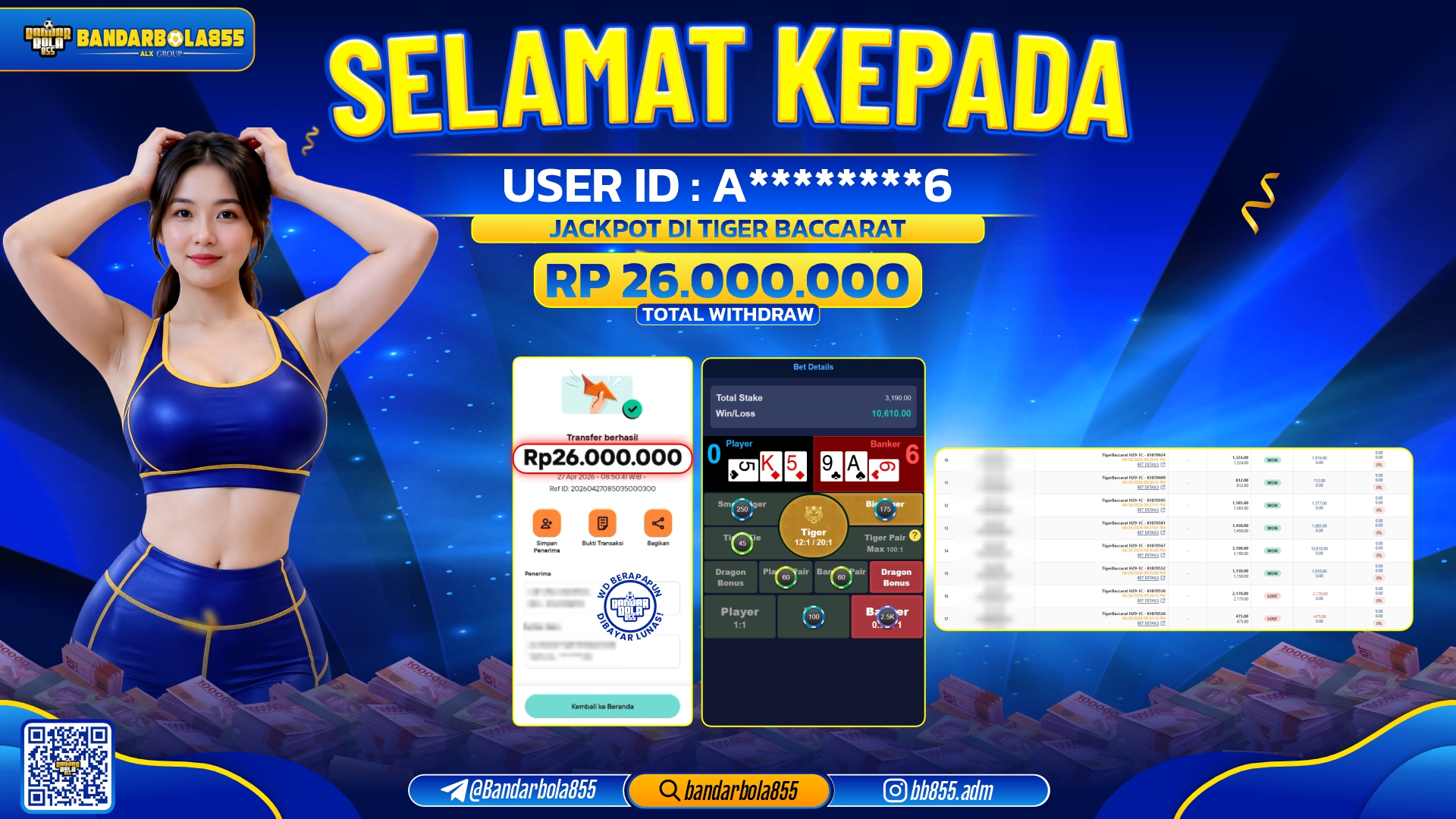 🎖 JACKPOT BANDARBOLA855 DI TIGER BACCARAT Rp26.000.000🎖