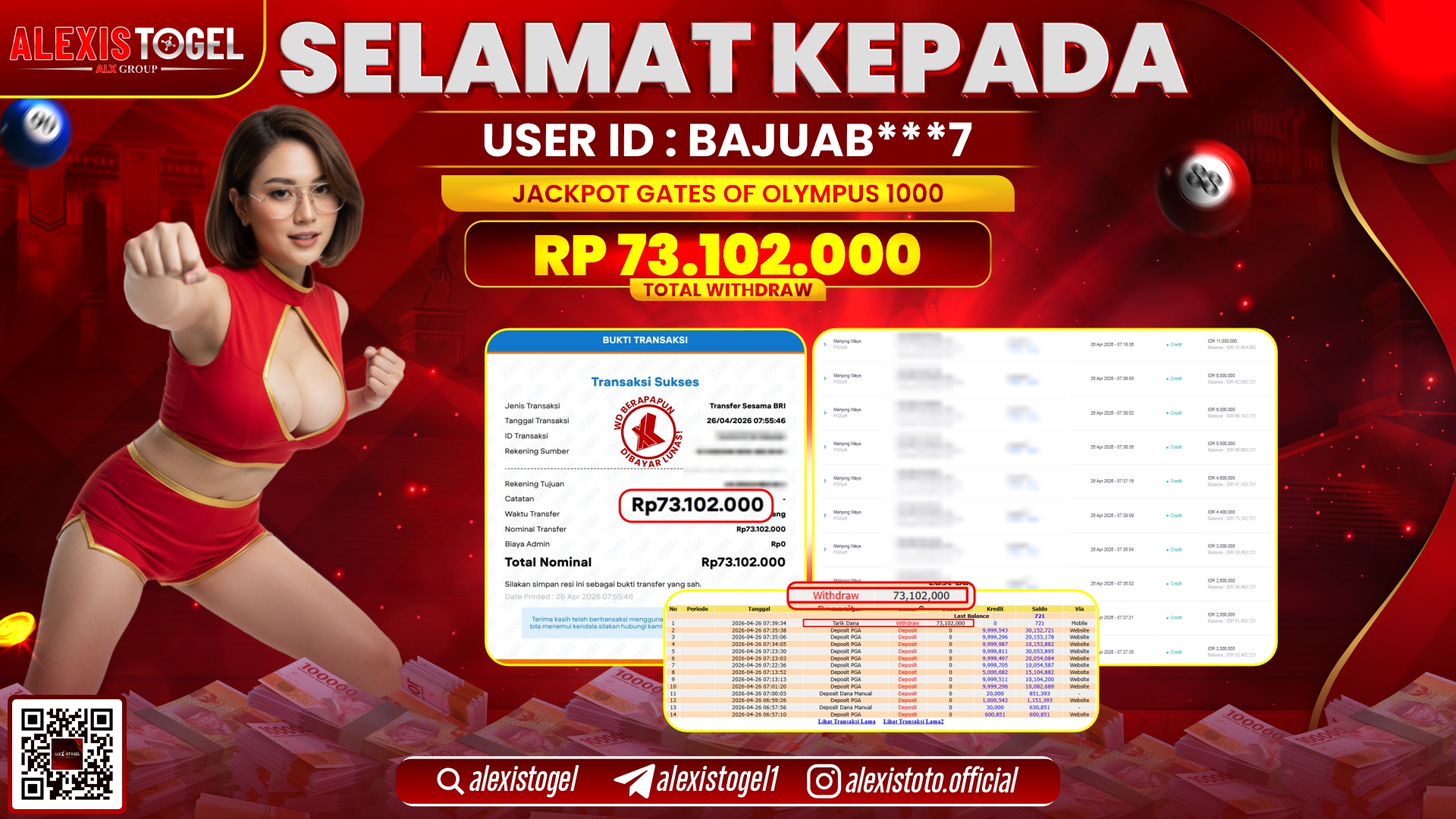 ALEXISTOGEL JACKPOT DI SLOT GAME GATES OF OLYMPUS 1000 RP.73.102.000,- LUNAS