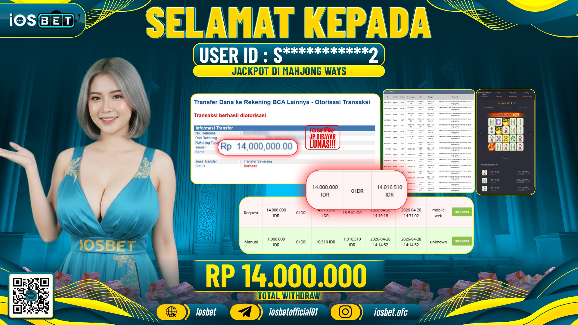 Bukti Pembayaran LUNAS SLOT GAME GACOR  Rp.14.000.000