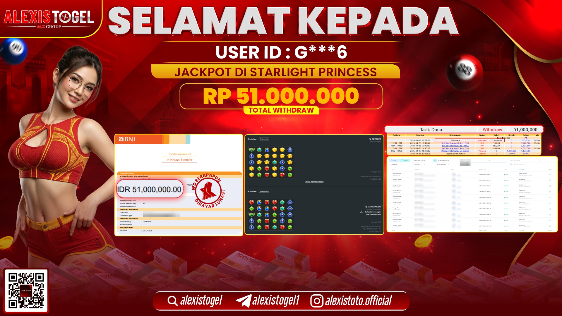 ALEXISTOGEL JACKPOT DI SLOT GAME STARLIGHT PRINCESS RP.51.000.000,- LUNAS