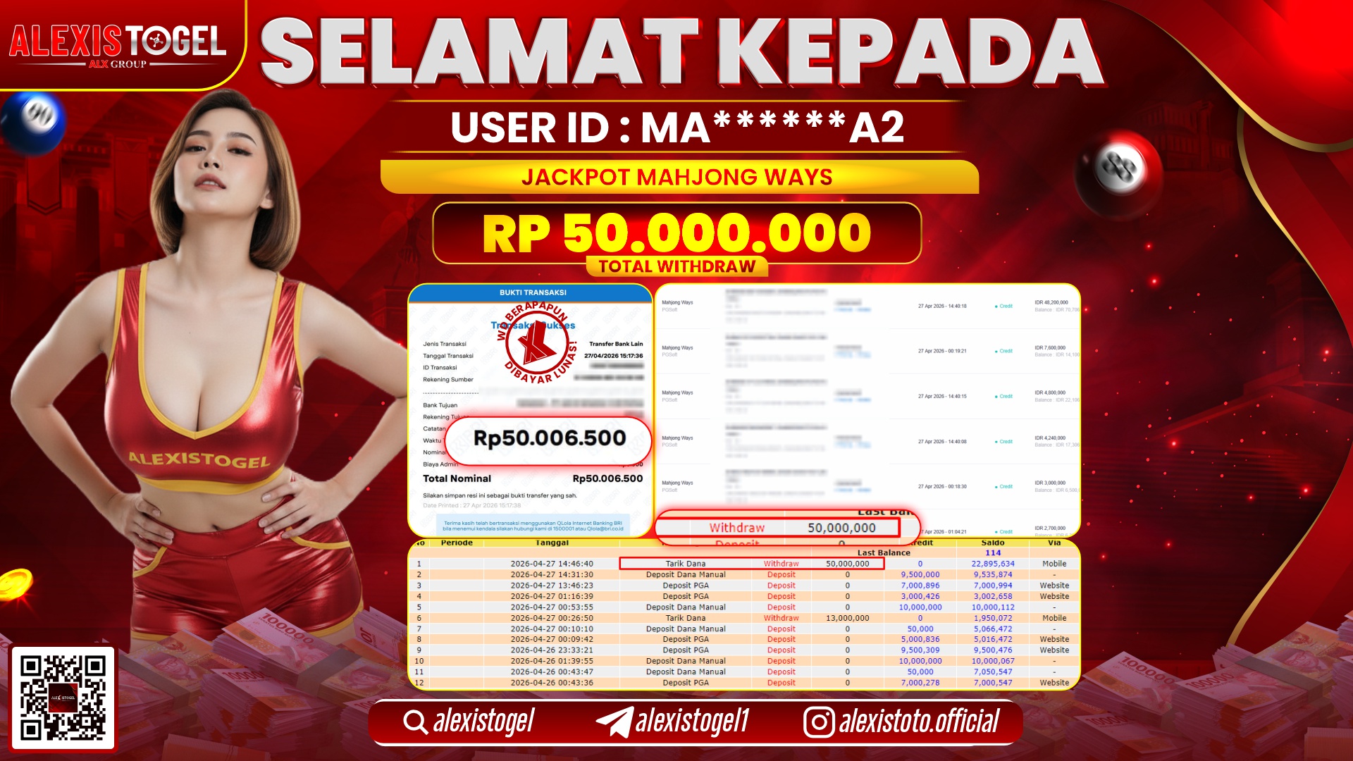 ALEXISTOGEL JACKPOT DI SLOT GAME MAHJONG WAYS  RP.50.000.000,- LUNAS