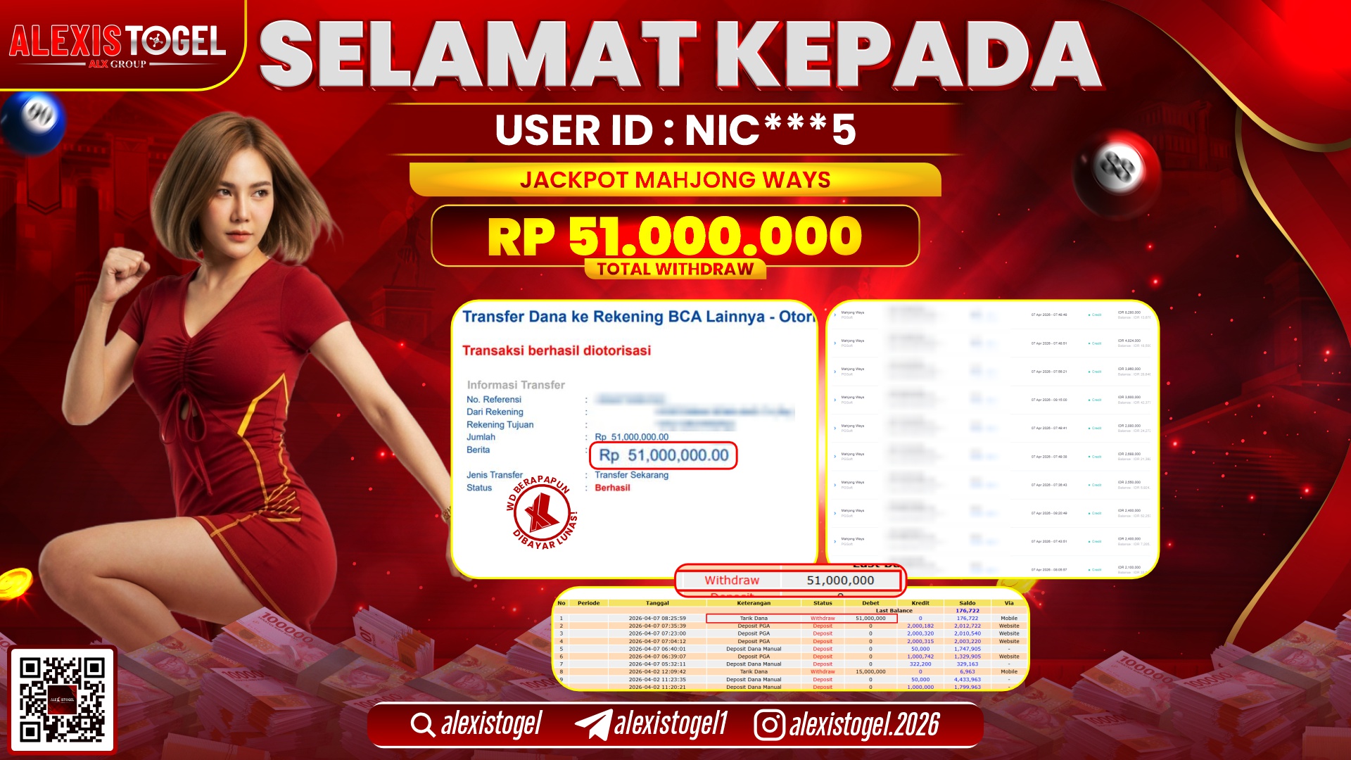 ALEXISTOGEL JACKPOT DI SLOT GAME MAHJONG WAYS RP.51.000.000,- LUNAS