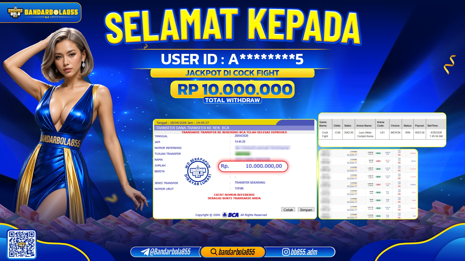 🎖 JACKPOT BANDARBOLA855 DI COCK FIGHT Rp10.000.000🎖