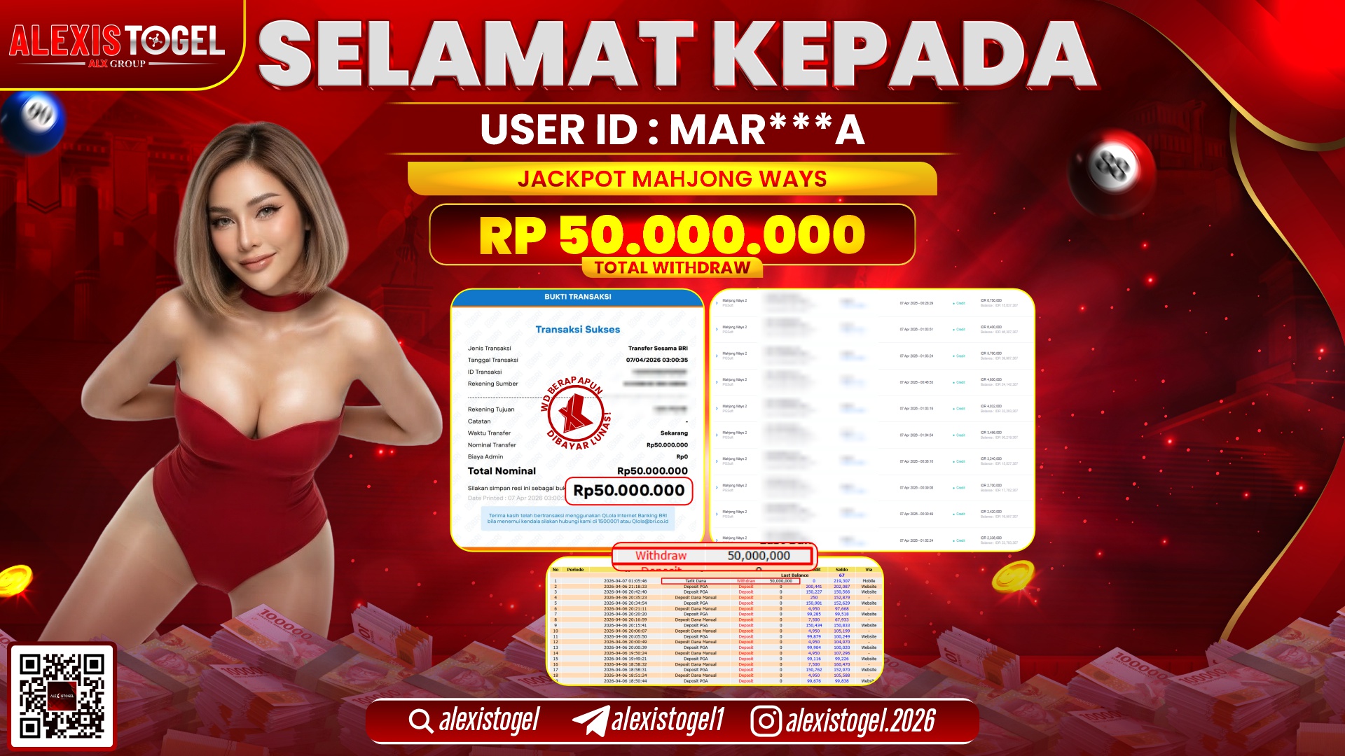 ALEXISTOGEL JACKPOT DI SLOT GAME MAHJONG WAYS RP.50.000.000,- LUNAS