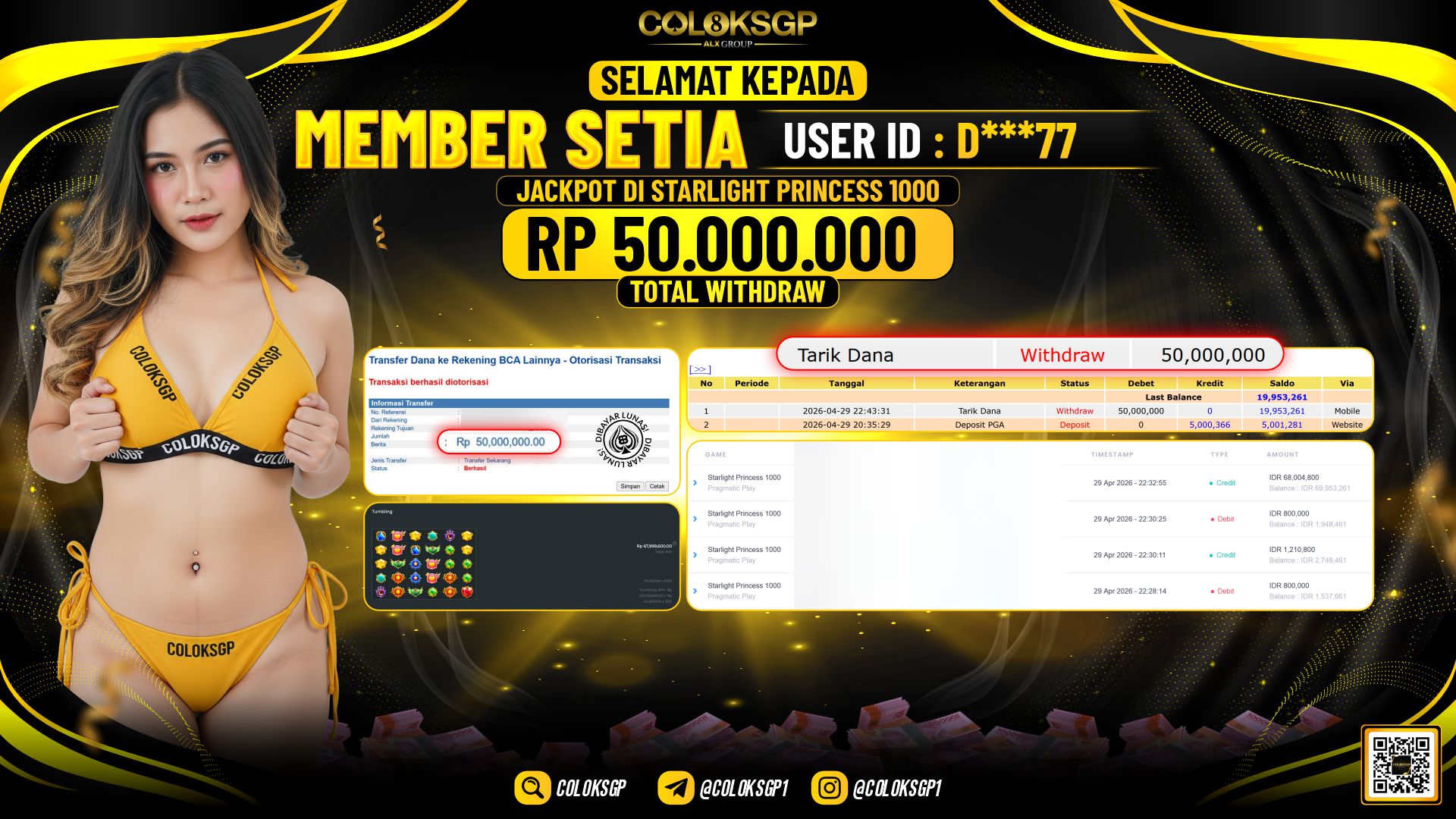 COLOKSGP JACKPOT PRGAMATIC PLAY - STARLIGHT PRINCESS 1000