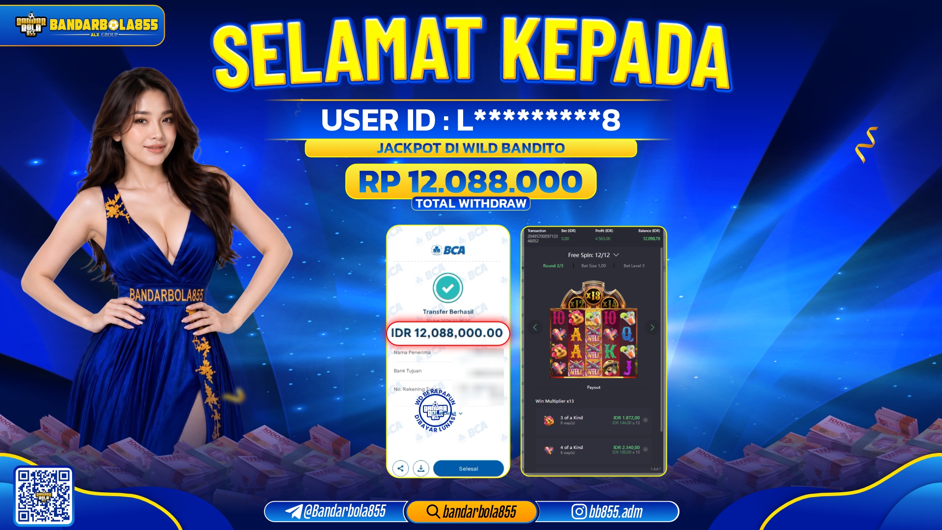 🎖 JACKPOT BANDARBOLA855 DI WILD BANDITO Rp12.088.000🎖
