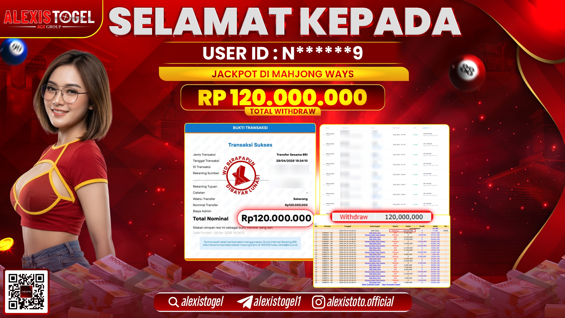 ALEXISTOGEL JACKPOT DI SLOT GAME MAHJONG WAYS RP.120.000.000,- LUNAS