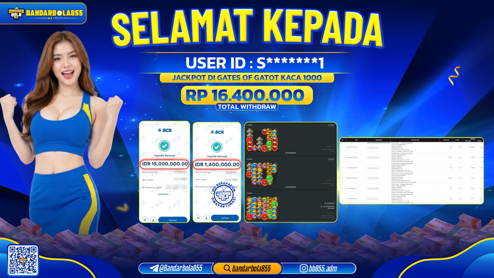 🎖 JACKPOT BANDARBOLA855 DI GATES OF GATOT KACA 1000 Rp16.400.000🎖