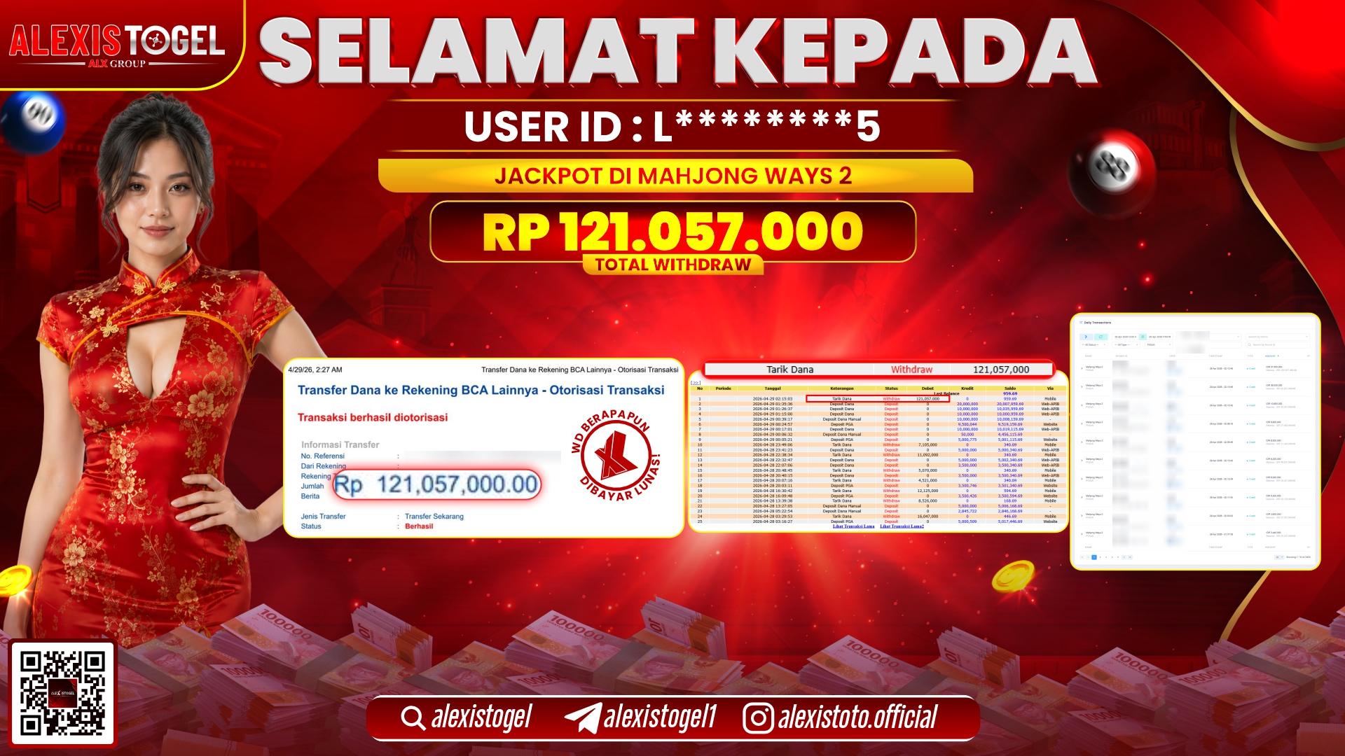 ALEXISTOGEL JACKPOT DI SLOT GAME MAHJONG WAYS 2 RP.121.057.000,- LUNAS