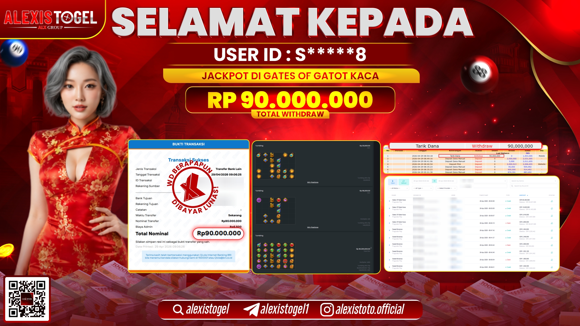 ALEXISTOGEL JACKPOT DI SLOT GAME GATES OF GATOT KACA RP.90.000.000,- LUNAS