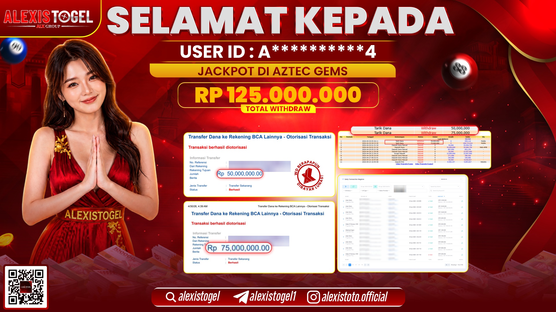 ALEXISTOGEL JACKPOT DI SLOT GAME AZTEC RP.125.000.000,- LUNAS