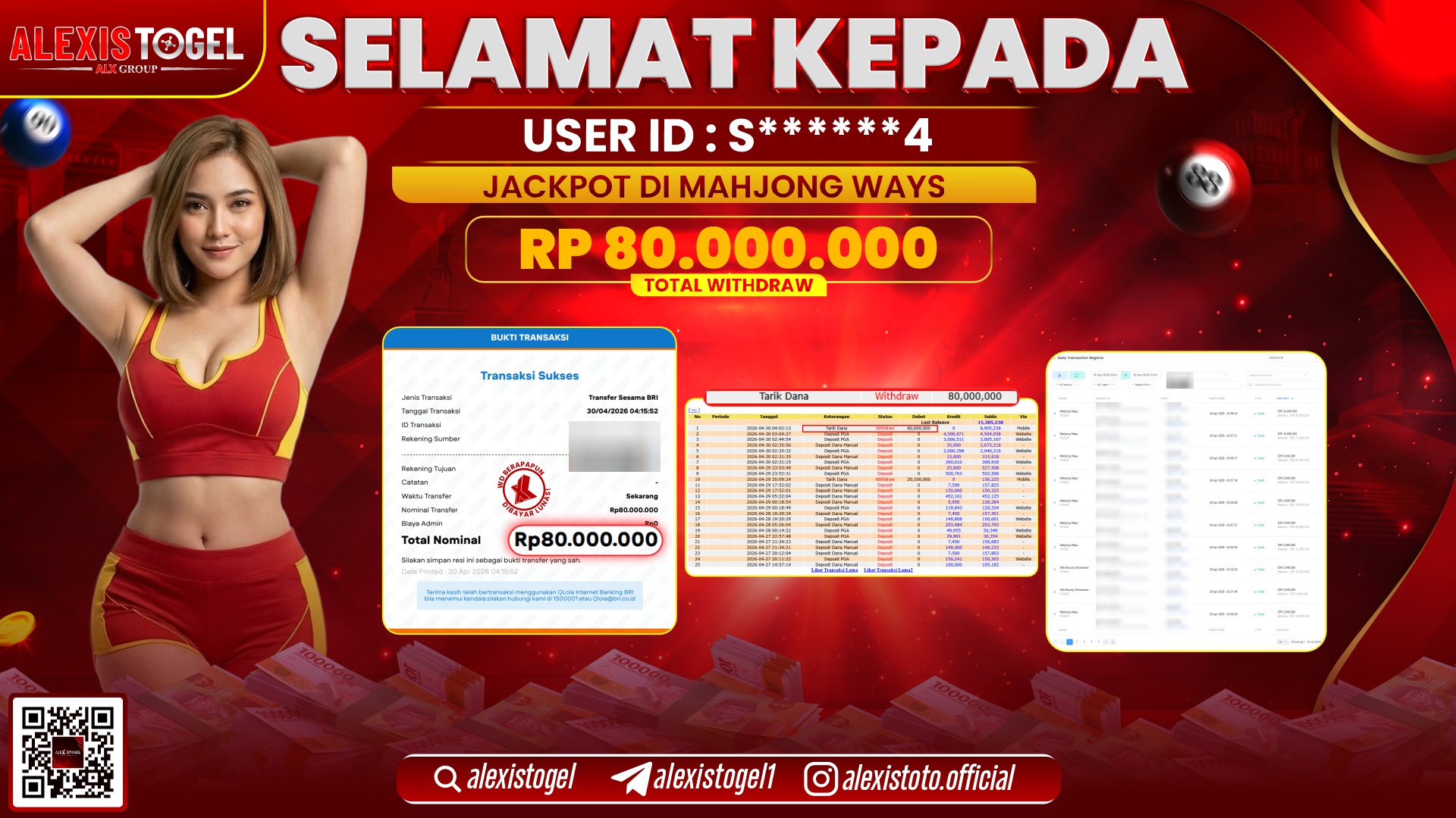 ALEXISTOGEL JACKPOT DI SLOT GAME MAHJONG WAYS RP.80.000.000,- LUNAS