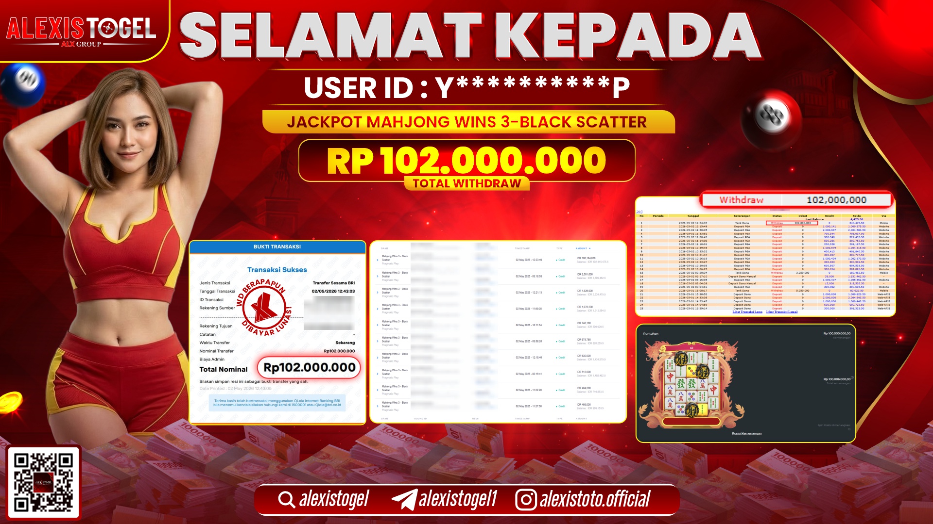 ALEXISTOGEL JACKPOT DI MAHJONG WINS 3 BLACK SCATTER RP.102.000.000,- LUNAS