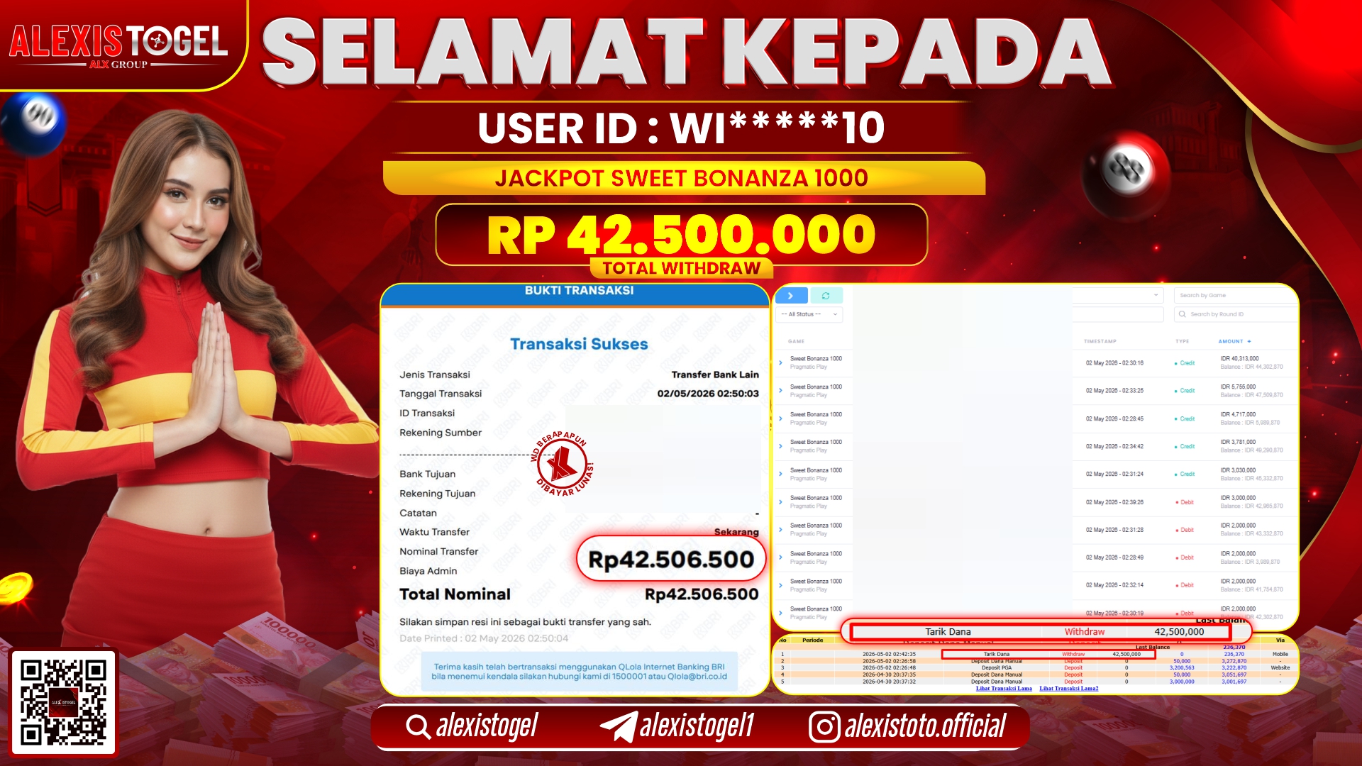 ALEXISTOGEL JACKPOT DI SWEET BONANZA 1000 RP.42.500.000,- LUNAS