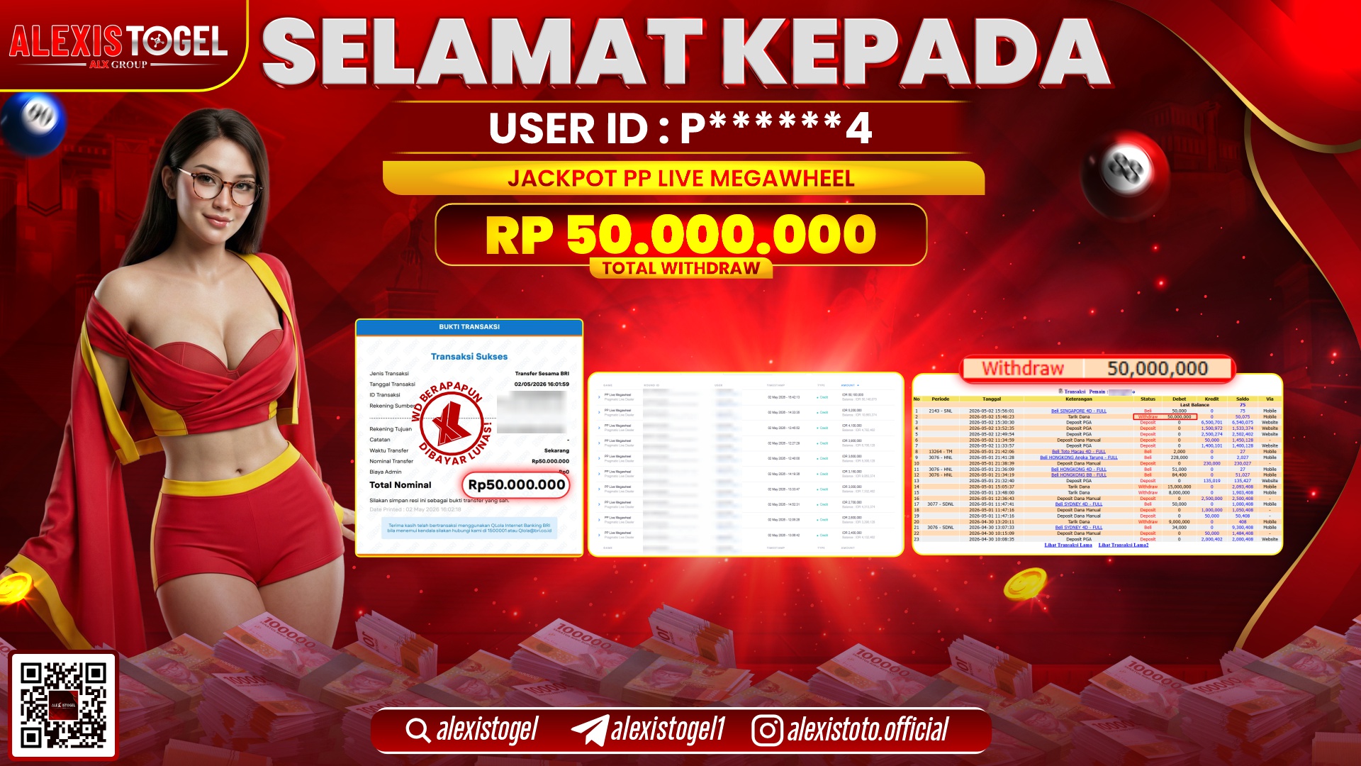 ALEXISTOGEL JACKPOT DI PP LIVE MEGAWHEEL RP.50.000.000,- LUNAS