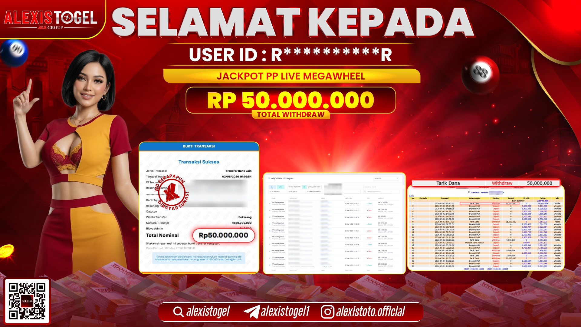 ALEXISTOGEL JACKPOT DI PP LIVE MEGAWHEEL RP.50.000.000,- LUNAS