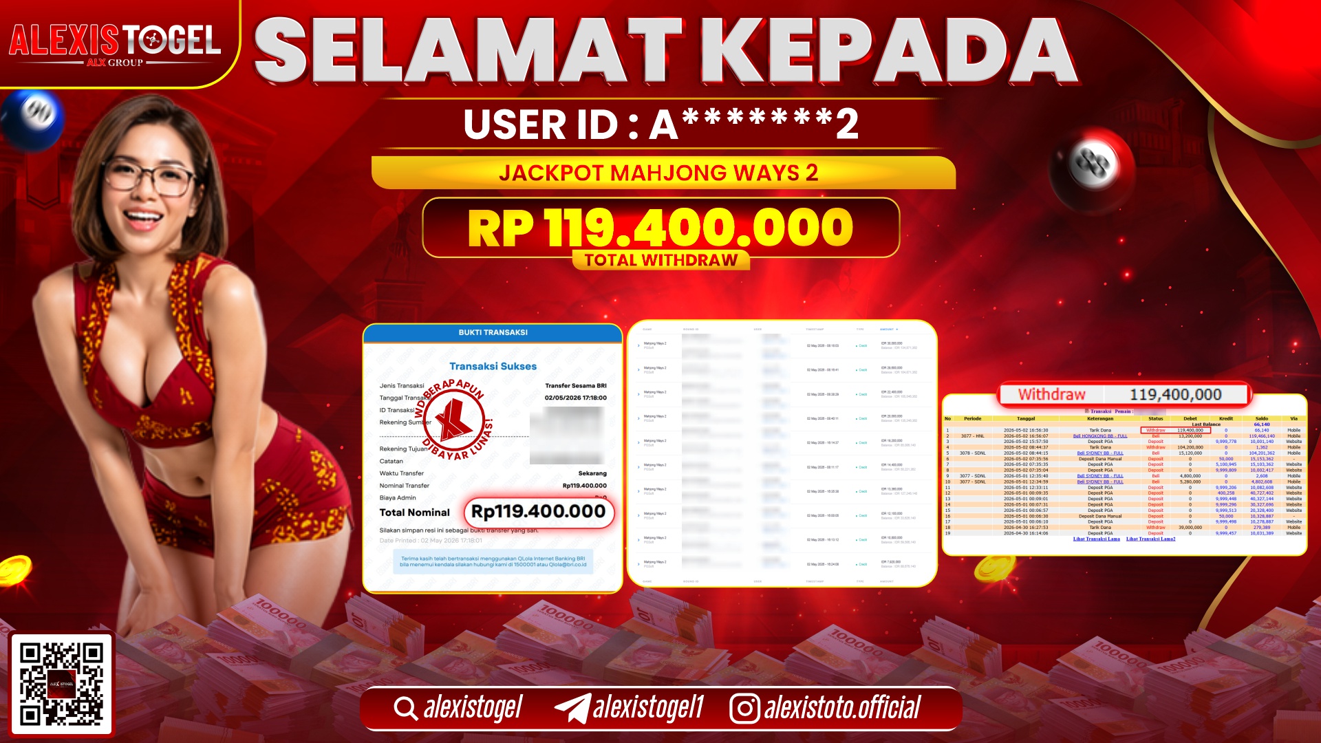ALEXISTOGEL JACKPOT DI MAHJONG WINS 2 RP.119.400.000,- LUNAS