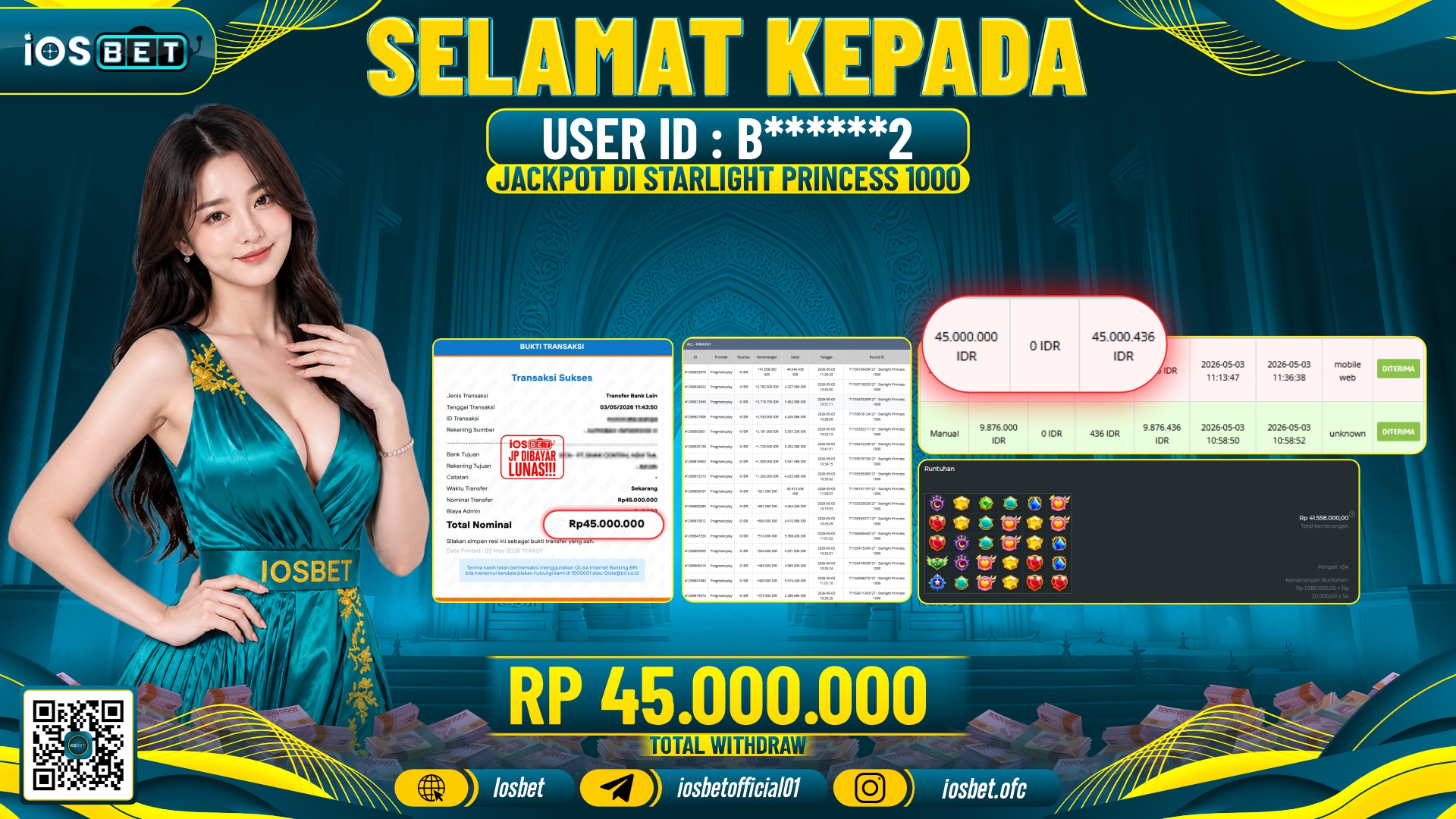 Bukti Pembayaran LUNAS SLOT GAME GACOR  Rp.45.000.000