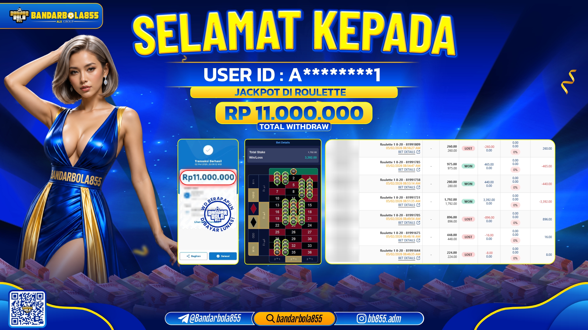 🎖 JACKPOT BANDARBOLA855 DI ROULETTE Rp11.000.000🎖