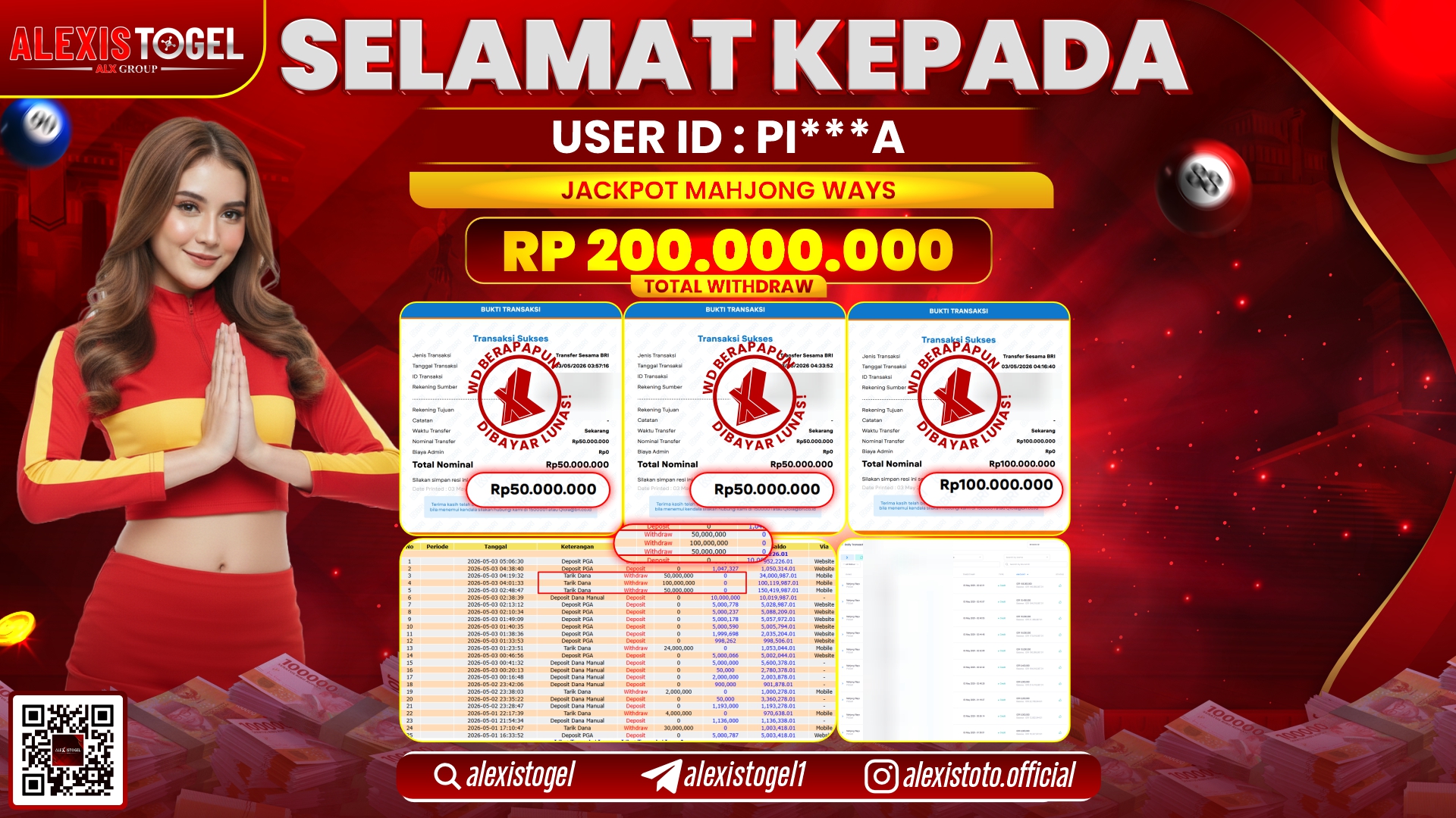 ALEXISTOGEL JACKPOT DI SLOT GAME MAHJONG WAYS RP.200.000.000,- LUNAS