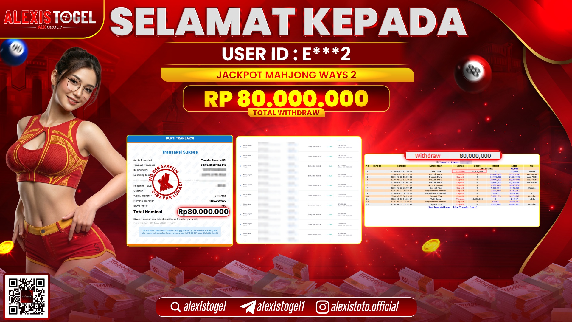 ALEXISTOGEL JACKPOT DI SLOT GAME MAHJONG WAYS 2 RP.80.000.000,- LUNAS
