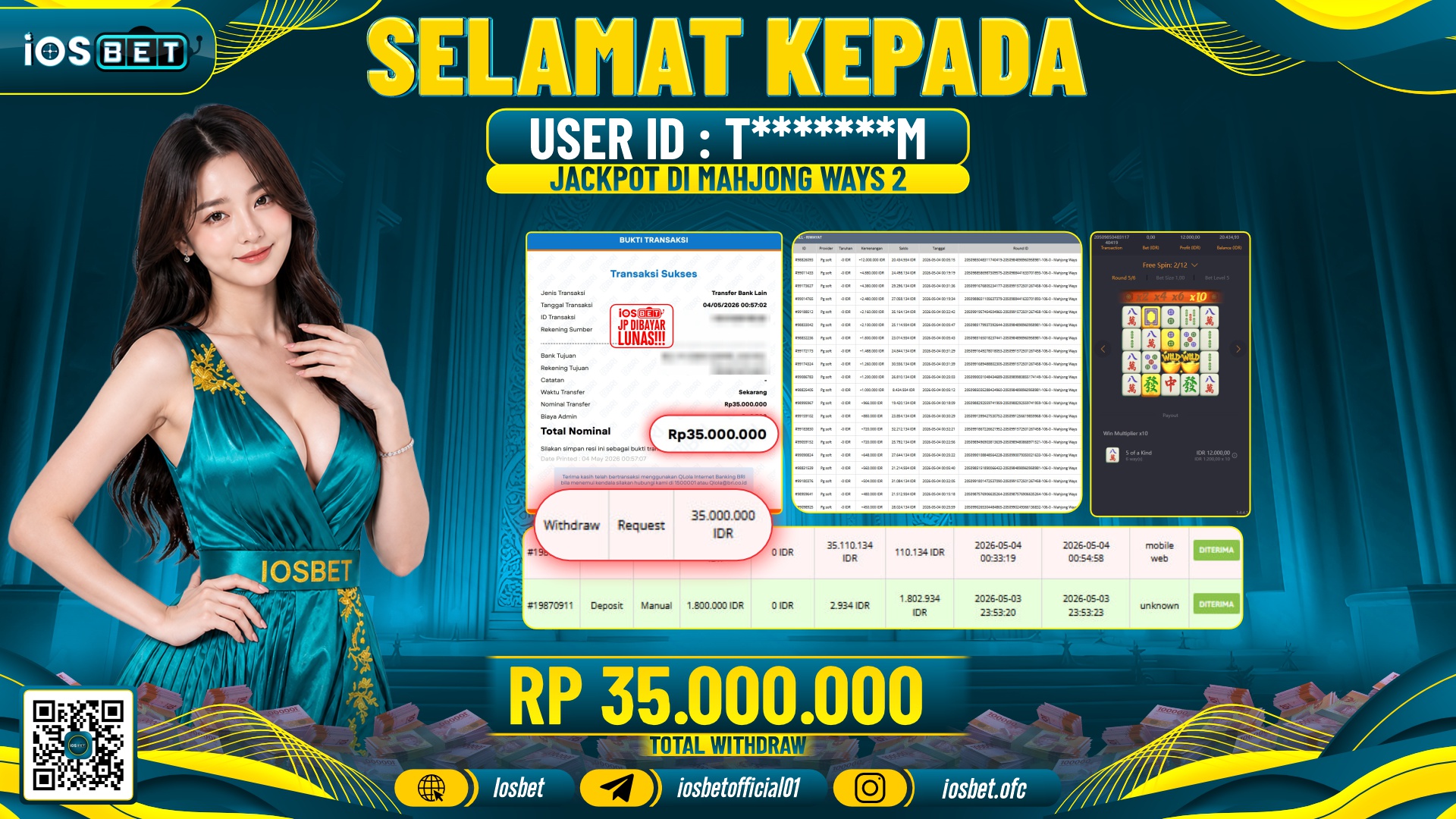 Bukti Pembayaran LUNAS SLOT GAME GACOR  Rp.35.000.000