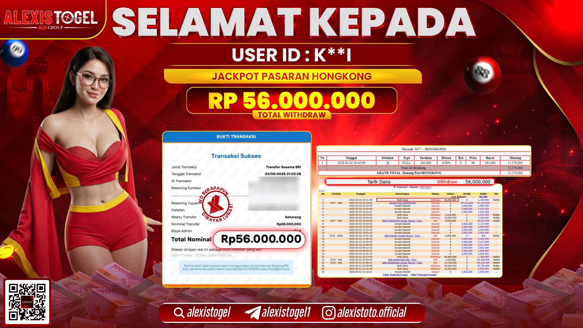 ALEXISTOGEL JACKPOT DI TOGEL PASARAN HONGKONG RP.56.000.000,- LUNAS