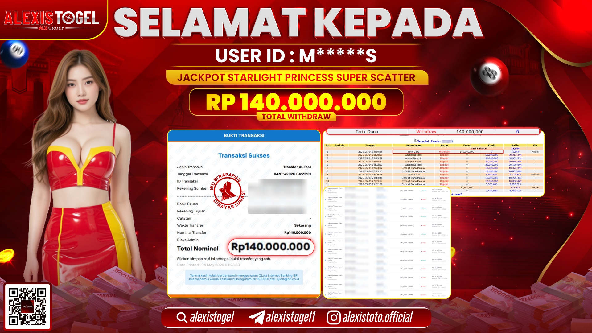 ALEXISTOGEL JACKPOT DI SLOT GAME STARLIGHT PRINCESS SUPER SCATTER RP.140.000.000,- LUNAS