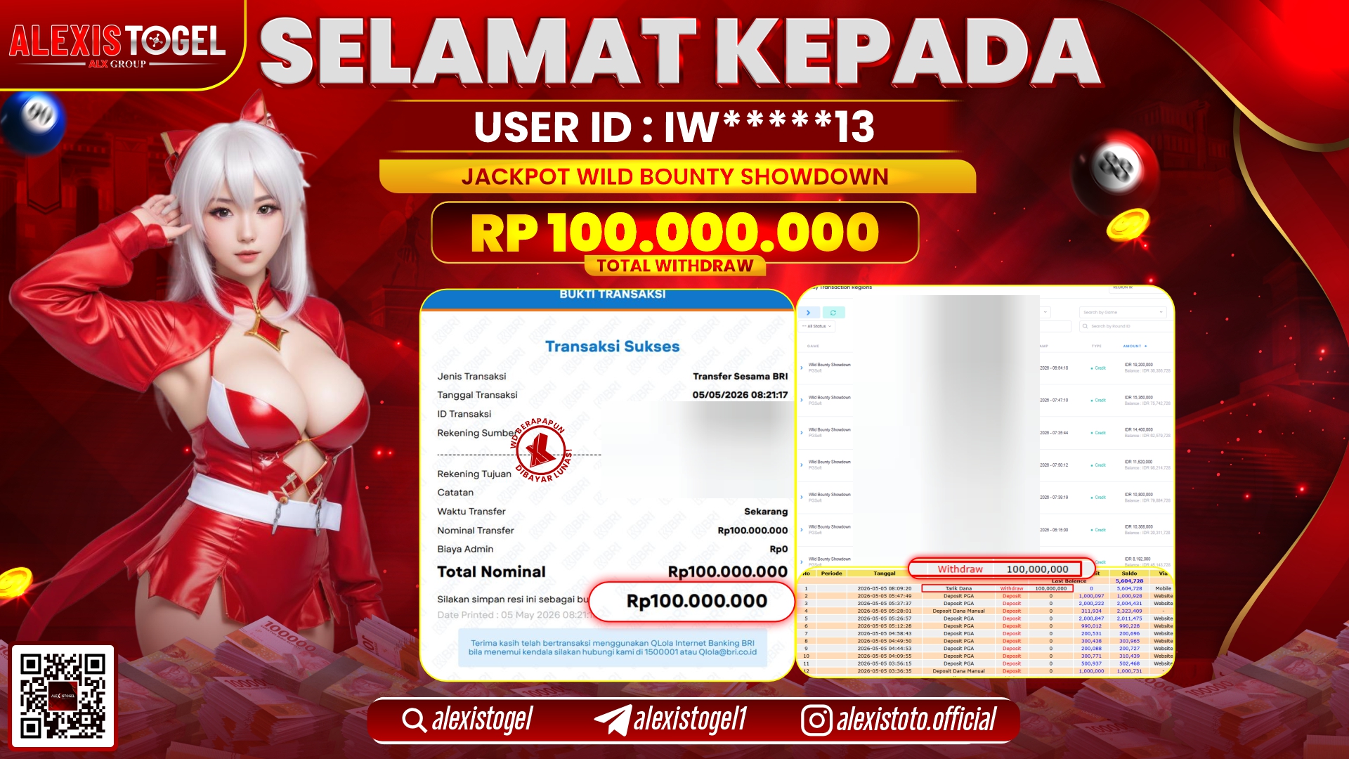 ALEXISTOGEL JACKPOT DI SLOT GAME WILD BOUNTY SHOWDOWN RP.100.000.000,- LUNAS