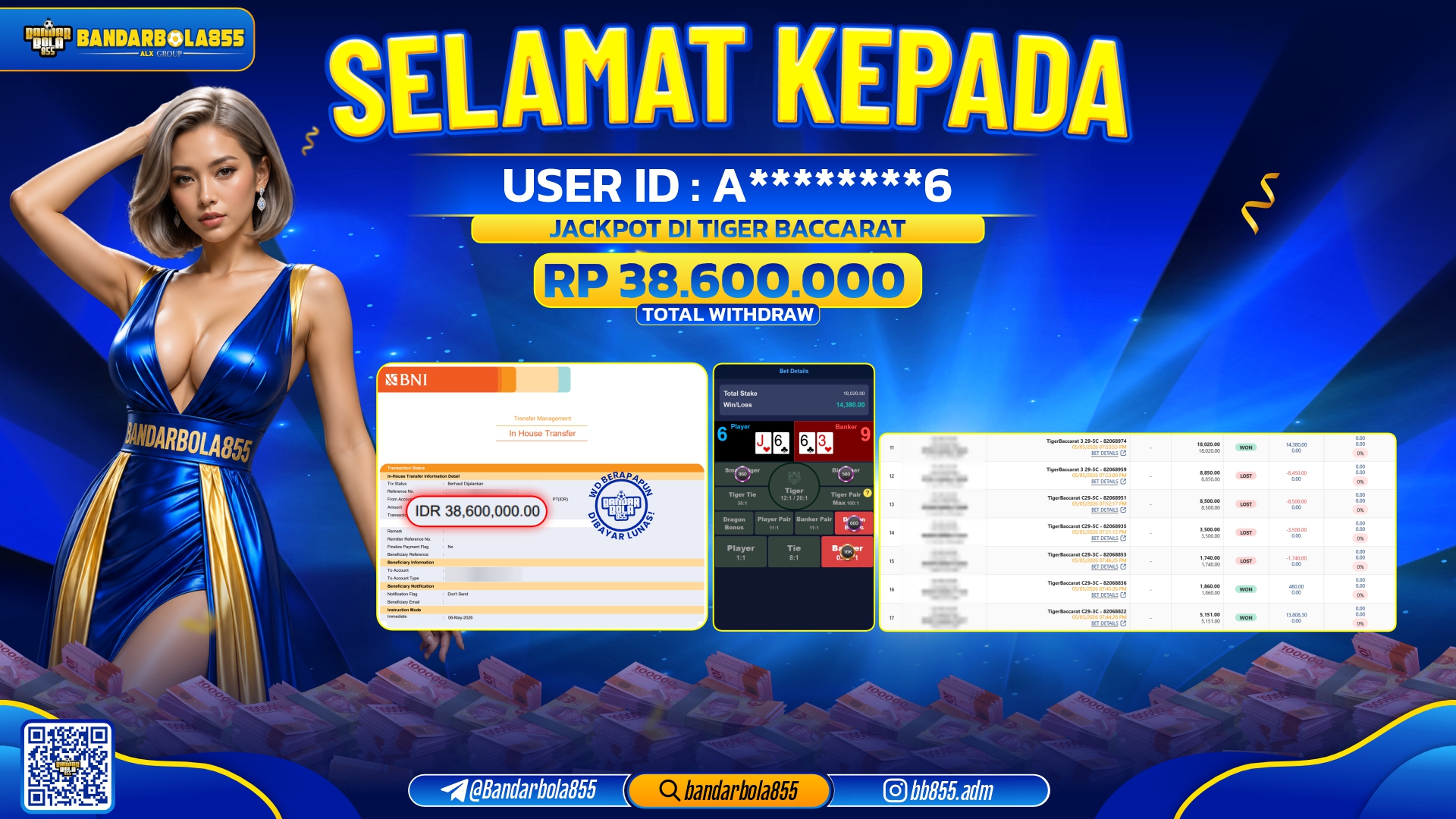 🎖 JACKPOT BANDARBOLA855 DI TIGER BACCARAT Rp38.600.000🎖