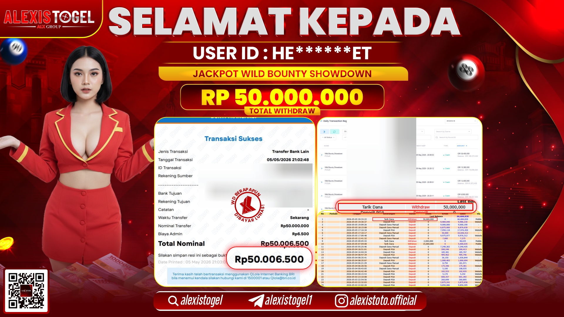 ALEXISTOGEL JACKPOT DI SLOT GAME WILD BOUNTY SHOWDOWN RP.50.000.000,- LUNAS