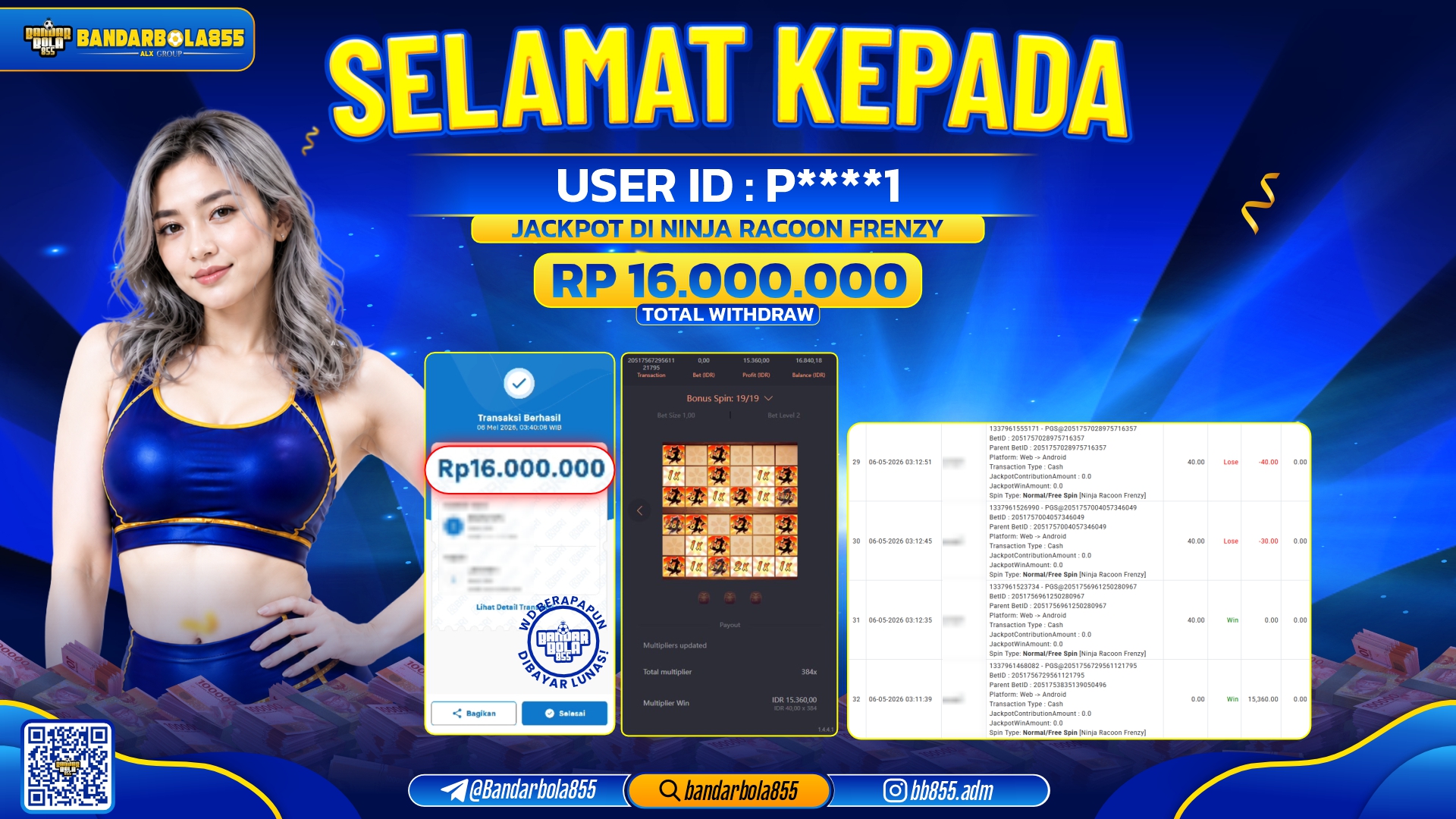 🎖 JACKPOT BANDARBOLA855 DI NINJA RACOON FRENZY Rp16.000.000🎖