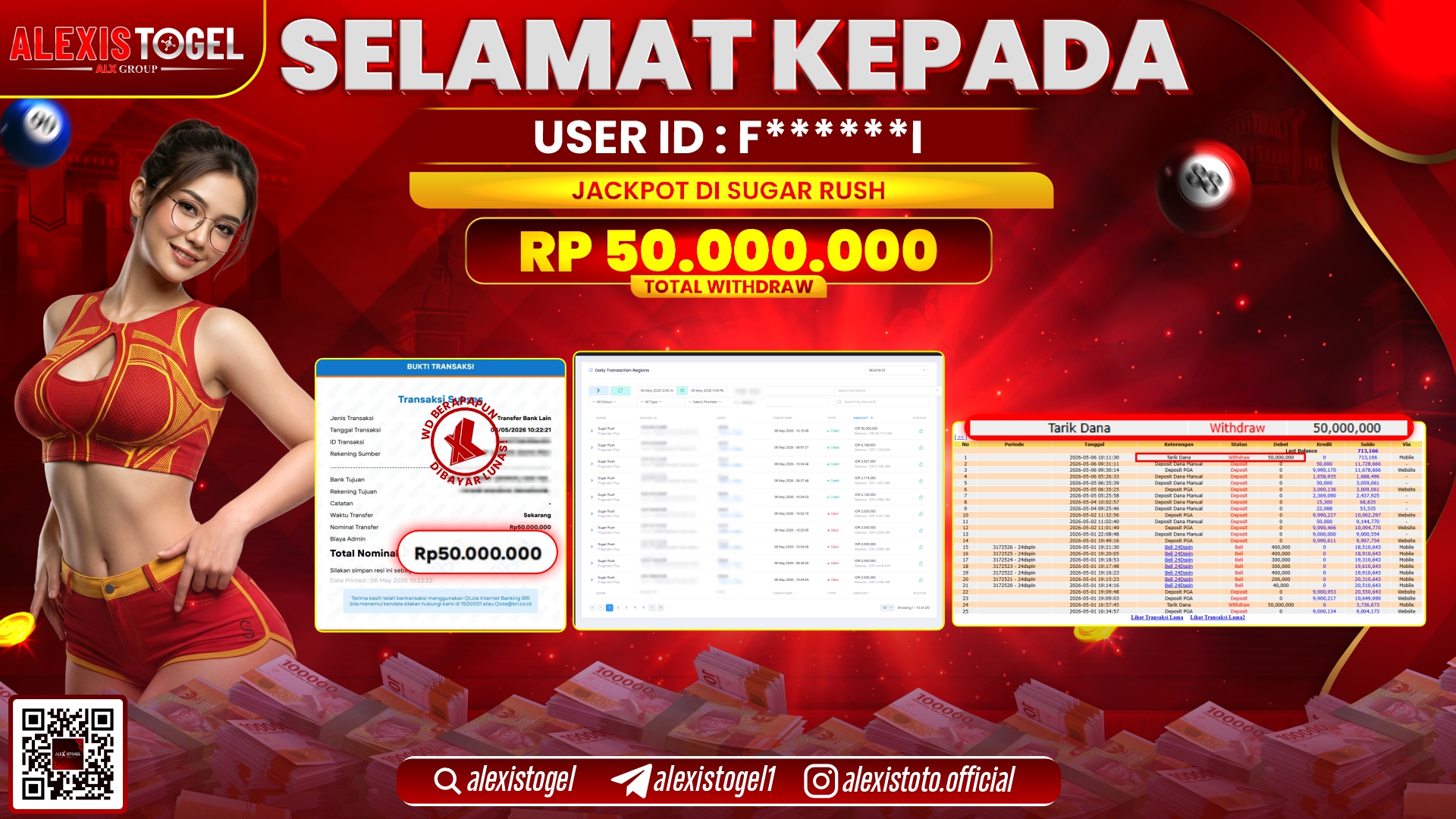 ALEXISTOGEL JACKPOT DI SLOT GAME SUGAR RUSH RP.50.000.000,- LUNAS