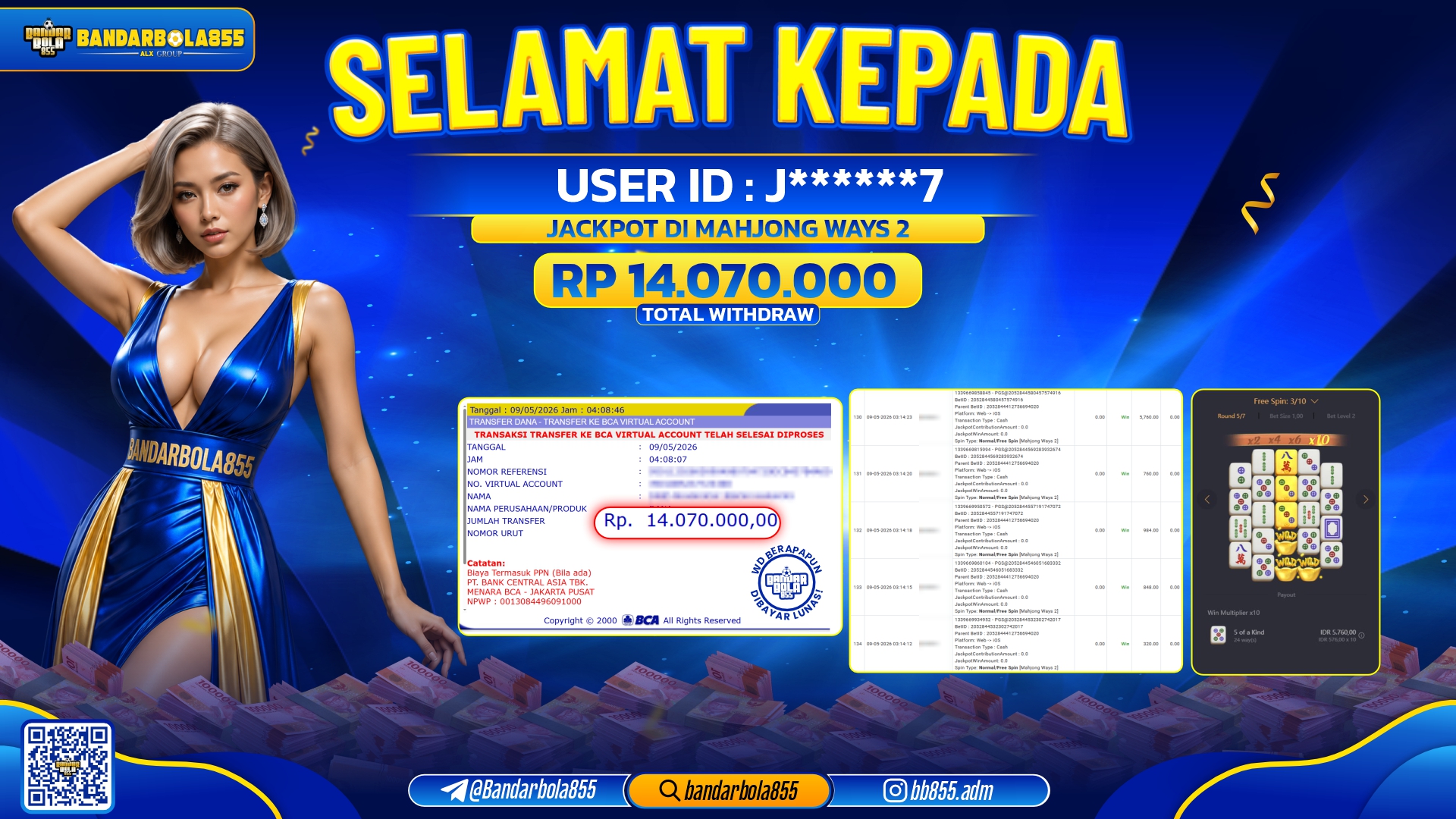 🎖 JACKPOT BANDARBOLA855 DI MAHJONG WAYS 2 Rp14.070.000🎖