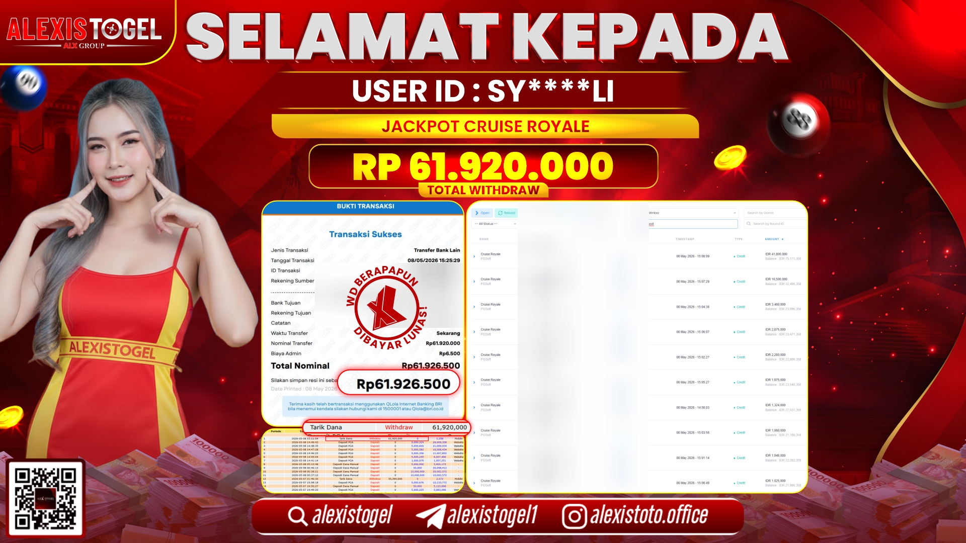 ALEXISTOGEL JACKPOT DI SLOT CRUISE ROYALE RP.61.920.000,- LUNAS