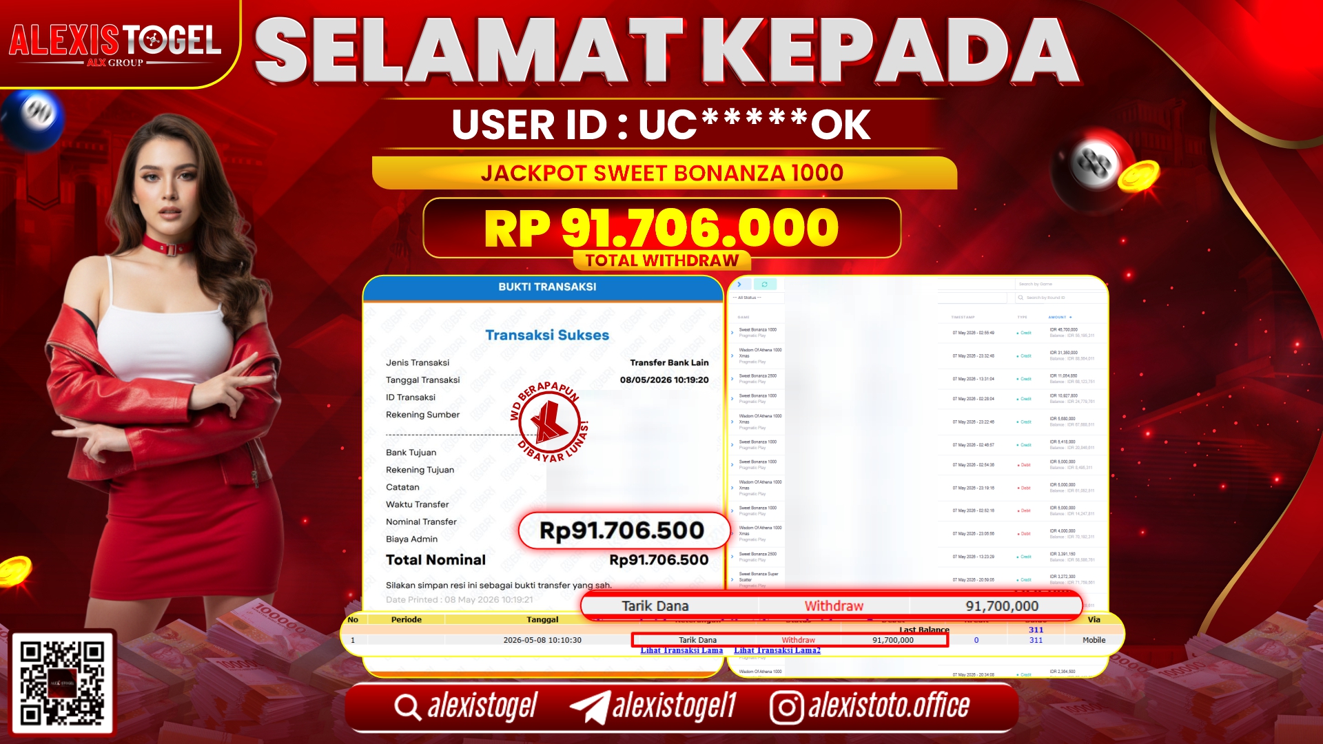ALEXISTOGEL JACKPOT DI SLOT SWEET BONANZA 1000 RP.91.706.000,- LUNAS