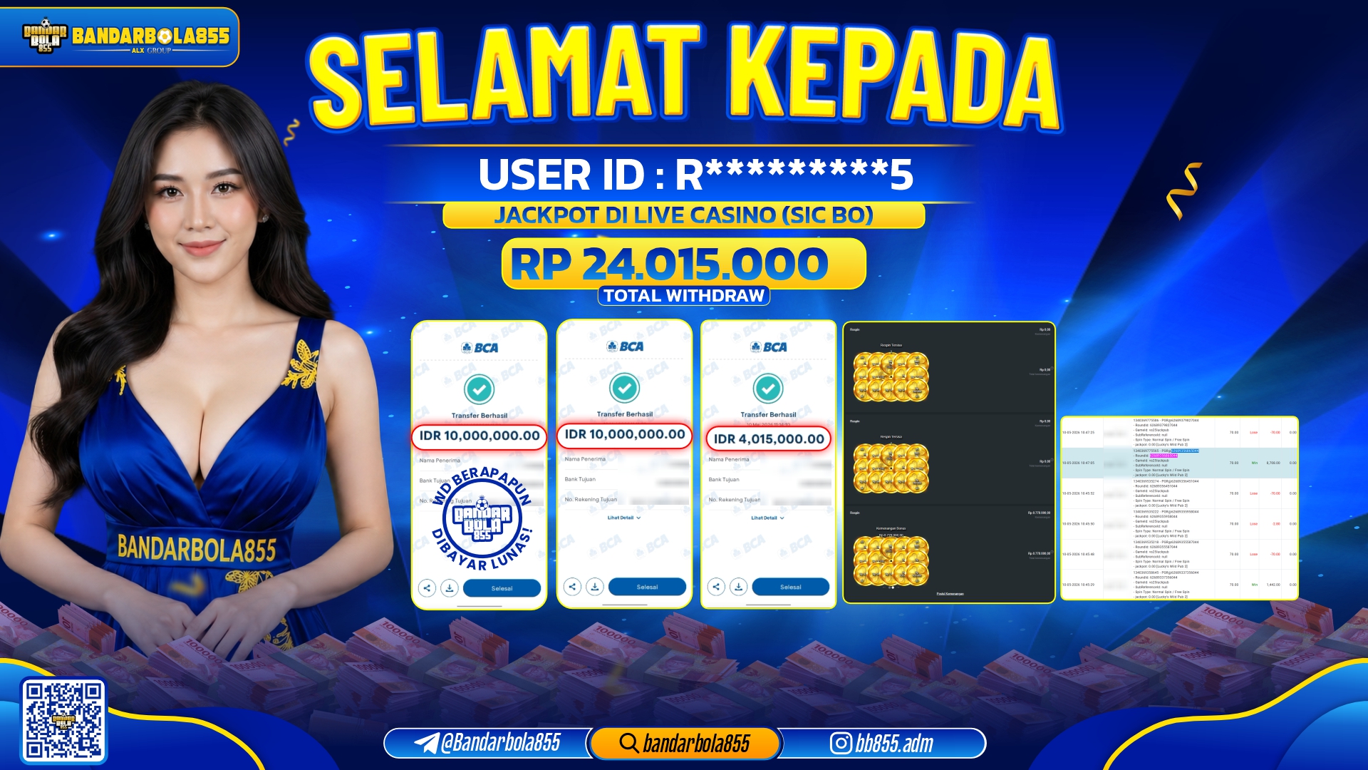 🎖 JACKPOT BANDARBOLA855 DI LIVE CASINO (SIC BO) Rp24.015.000🎖