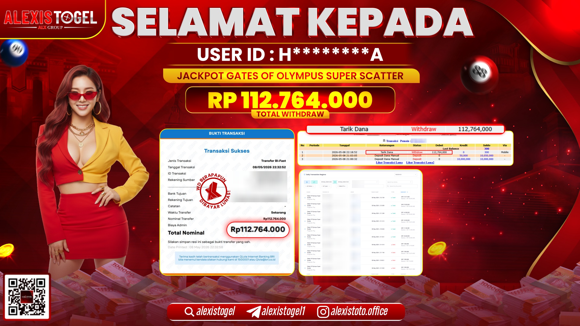 ALEXISTOGEL JACKPOT DI SLOT GAME GATES OF OLYMPUS SUPER SCATTER RP.112.764.000,- LUNAS