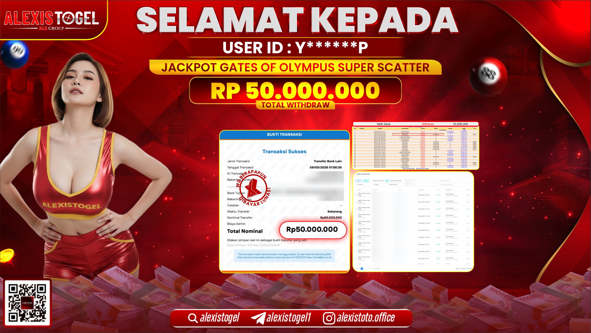 ALEXISTOGEL JACKPOT DI SLOT GAME GATES OF OLYMPUS SUPER SCATTER RP.50.000.000,- LUNAS