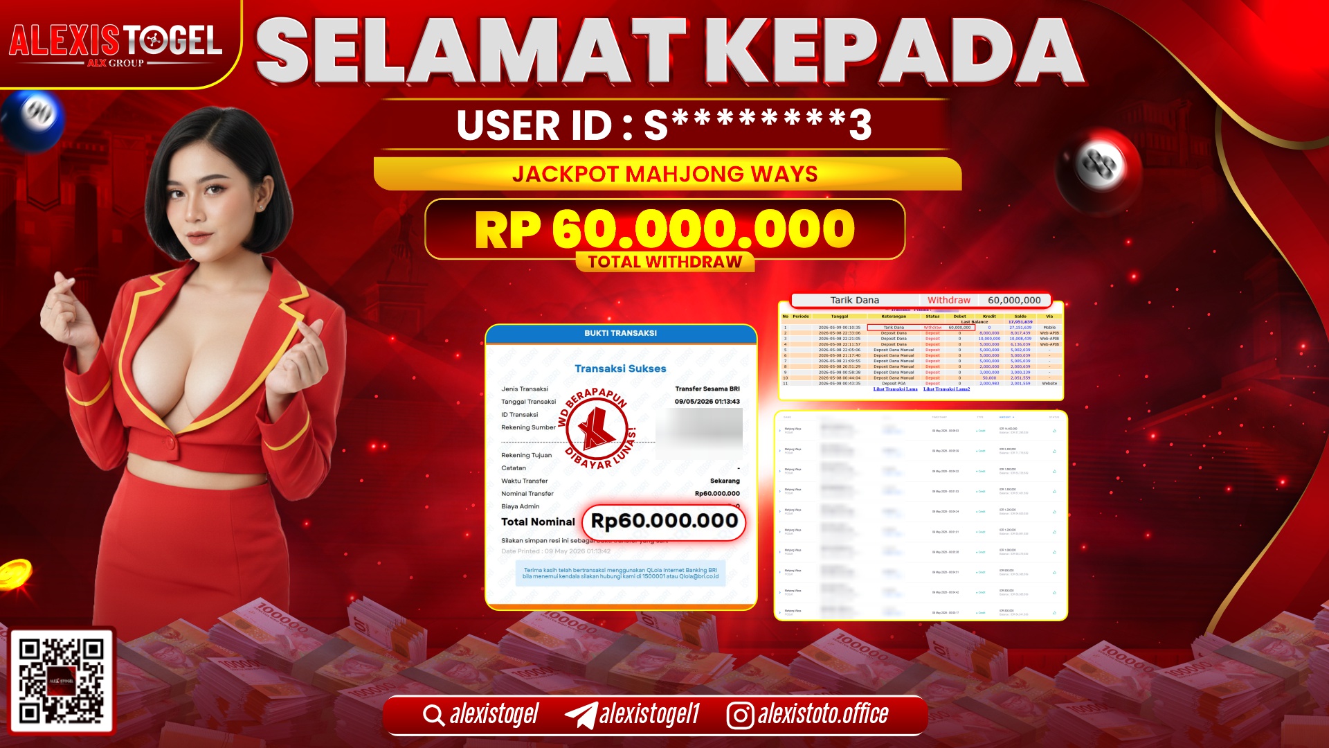 ALEXISTOGEL JACKPOT DI SLOT GAME MAHJONG WAYS RP.60.000.000,- LUNAS