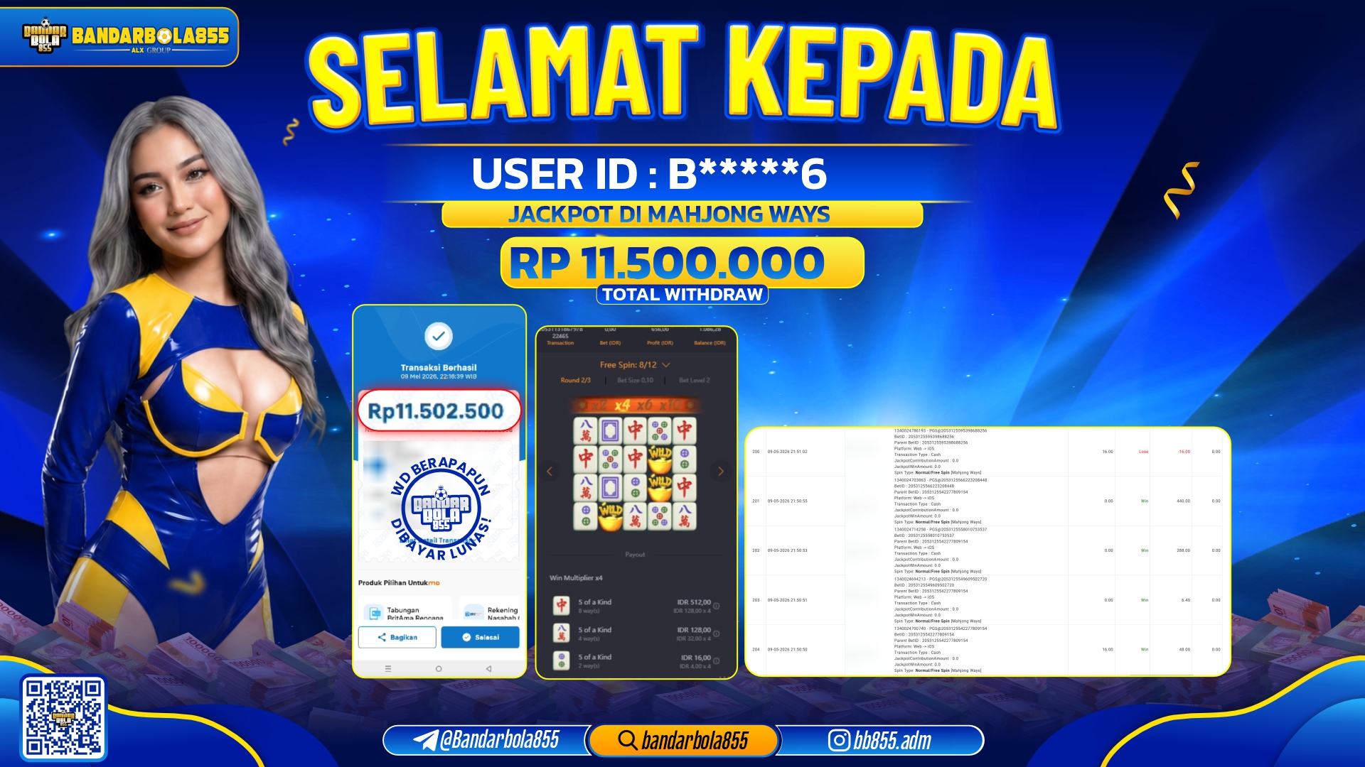 🎖 JACKPOT BANDARBOLA855 DI MAHJONG WAYS Rp11.500.000🎖