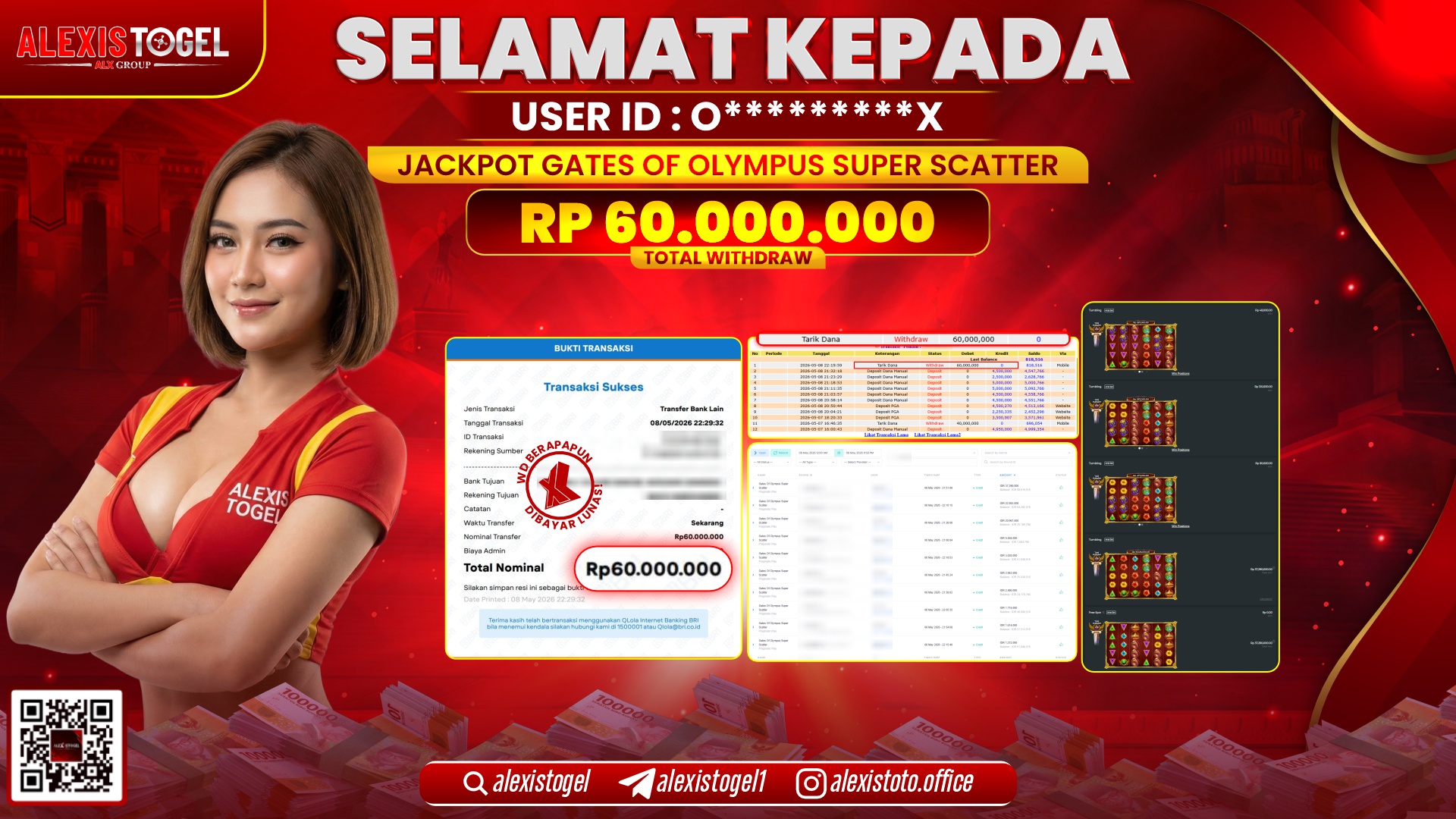 ALEXISTOGEL JACKPOT DI SLOT GAME GATES OF OLYMPUS SUPER SCATTER RP.60.000.000,- LUNAS