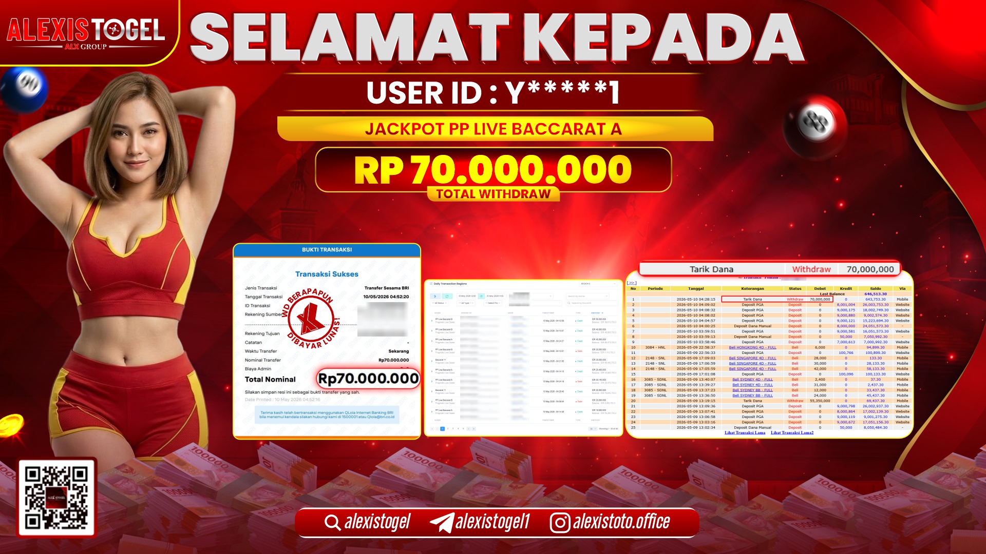 ALEXISTOGEL JACKPOT DI PP LIVE SPEED BACCARAT A RP.70.000.000,- LUNAS