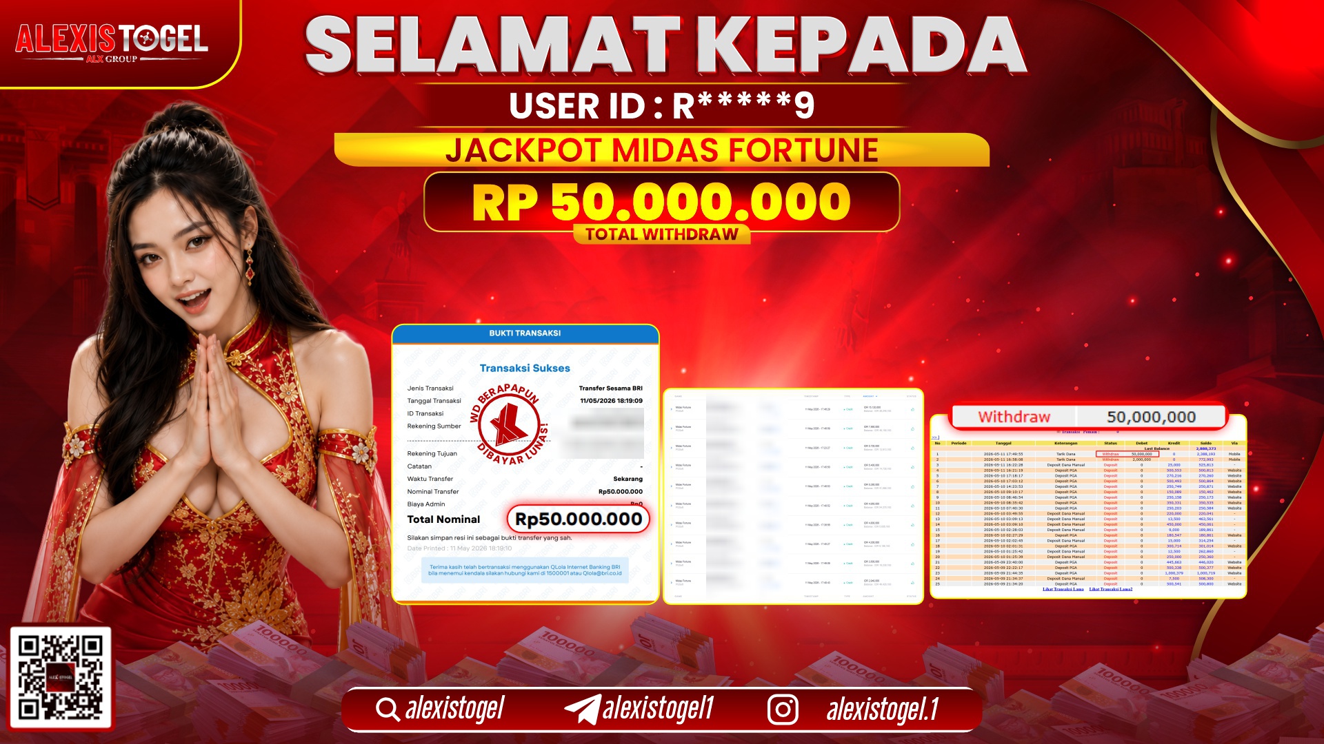 ALEXISTOGEL JACKPOT DI MIDAS FORTUNE RP.50.000.000,- LUNAS