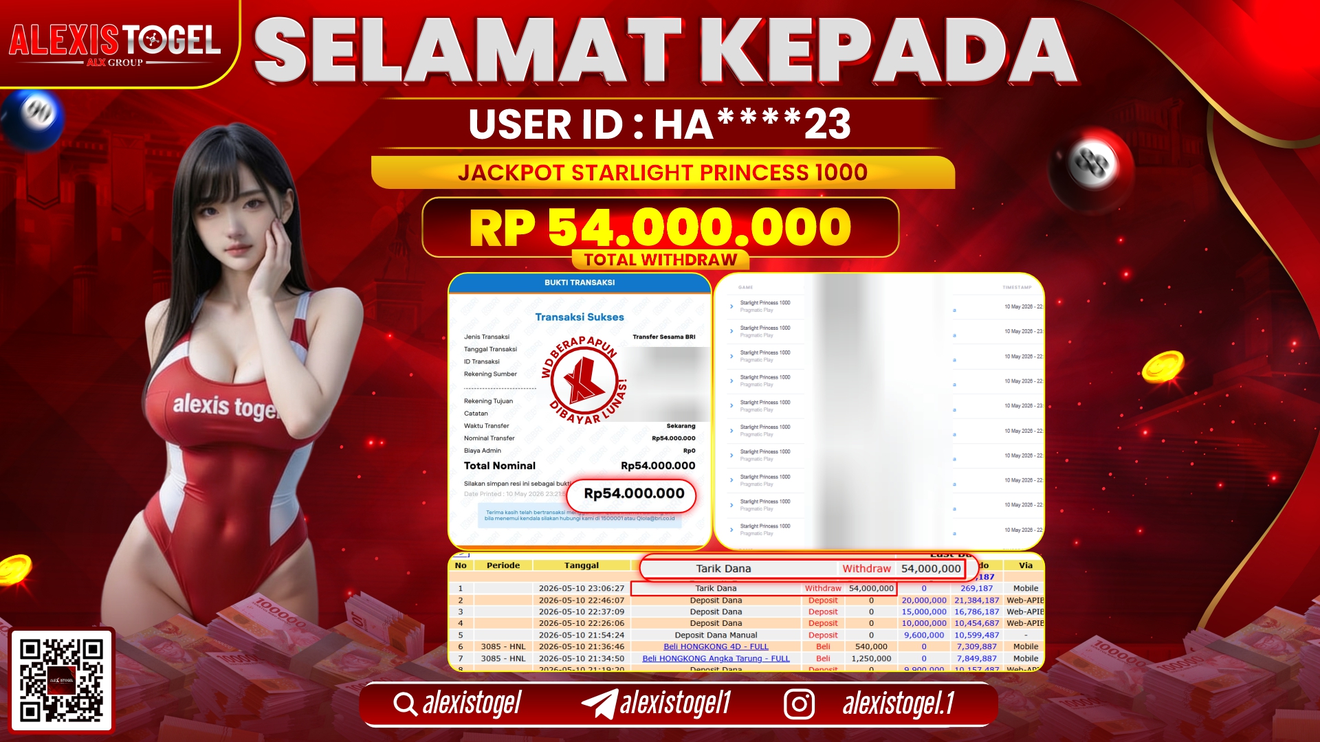 ALEXISTOGEL JACKPOT DI STARLIGHT PRINCESS 1000 RP.54.000.000,- LUNAS