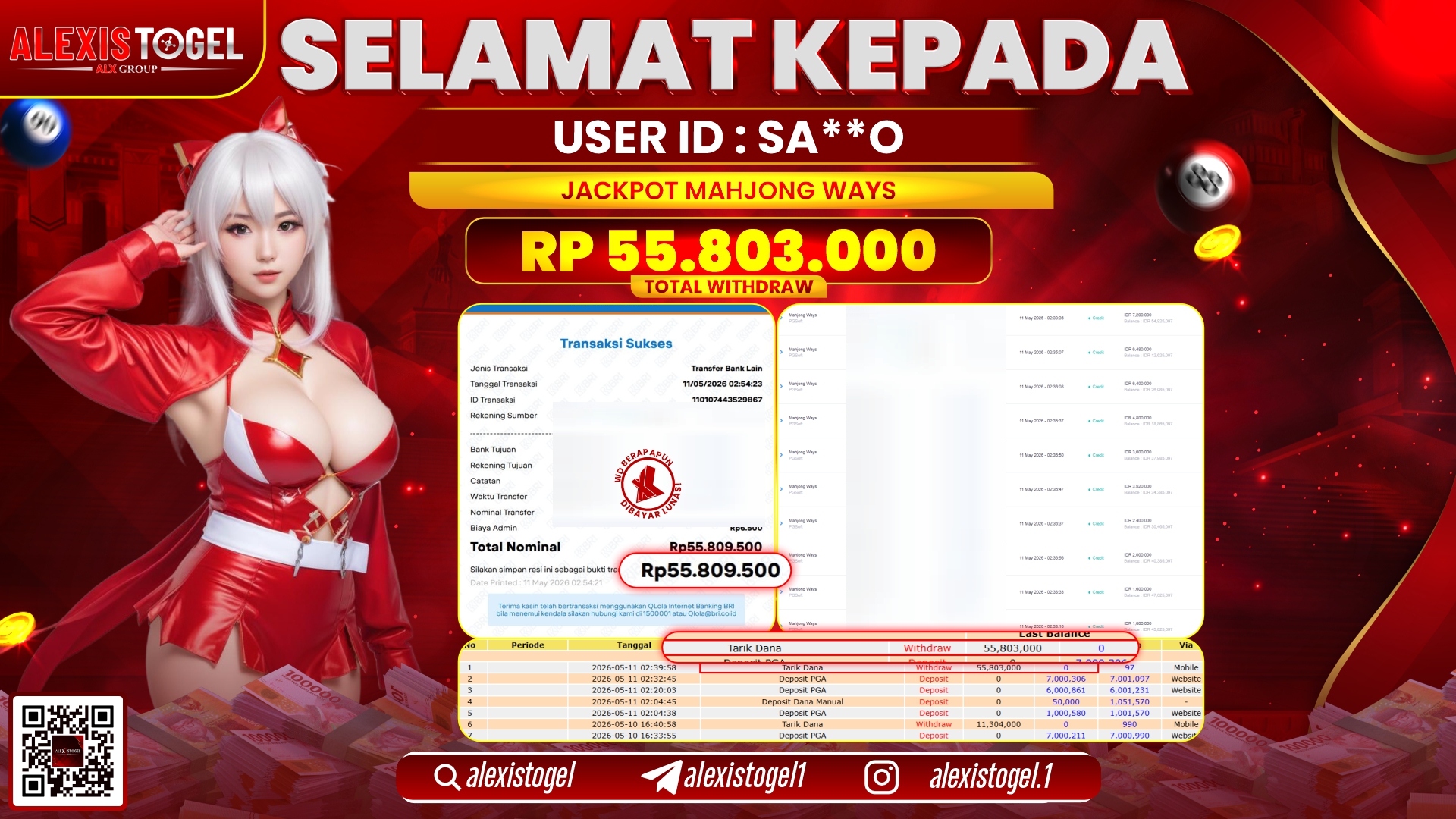 ALEXISTOGEL JACKPOT DI MAHJONG WAYS RP.55.803.000,- LUNAS