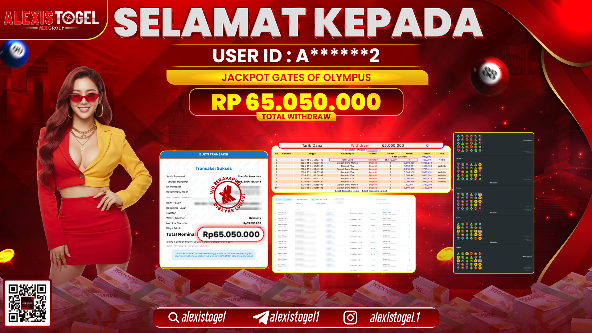 ALEXISTOGEL JACKPOT DI GATES OF OLYMPUS RP.65.050.000,- LUNAS