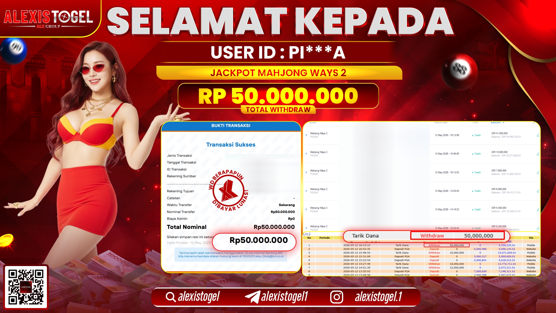 ALEXISTOGEL JACKPOT DI MAHJONG WAYS 2 RP.50.000.000,- LUNAS